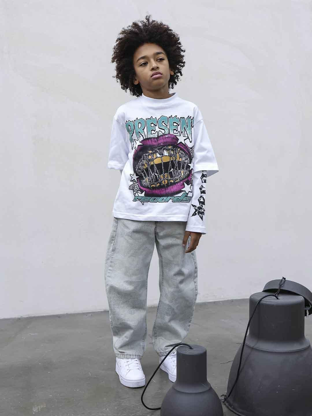 Present Day t-shirt kids bianco con stampa