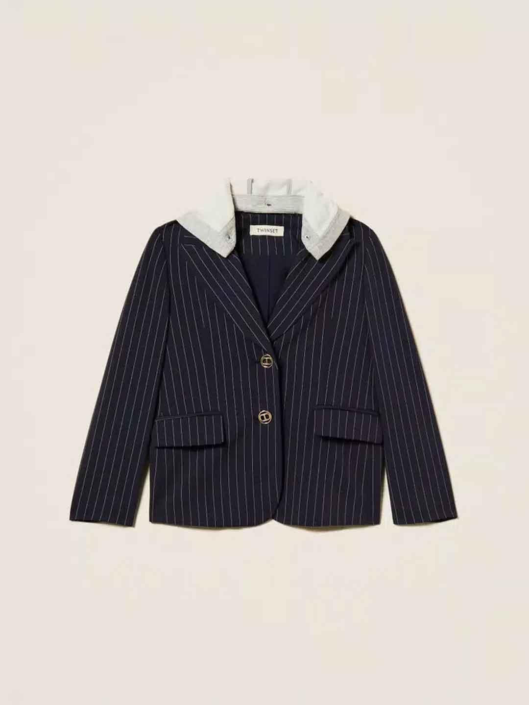Twinset giacca kids blu con cappuccio