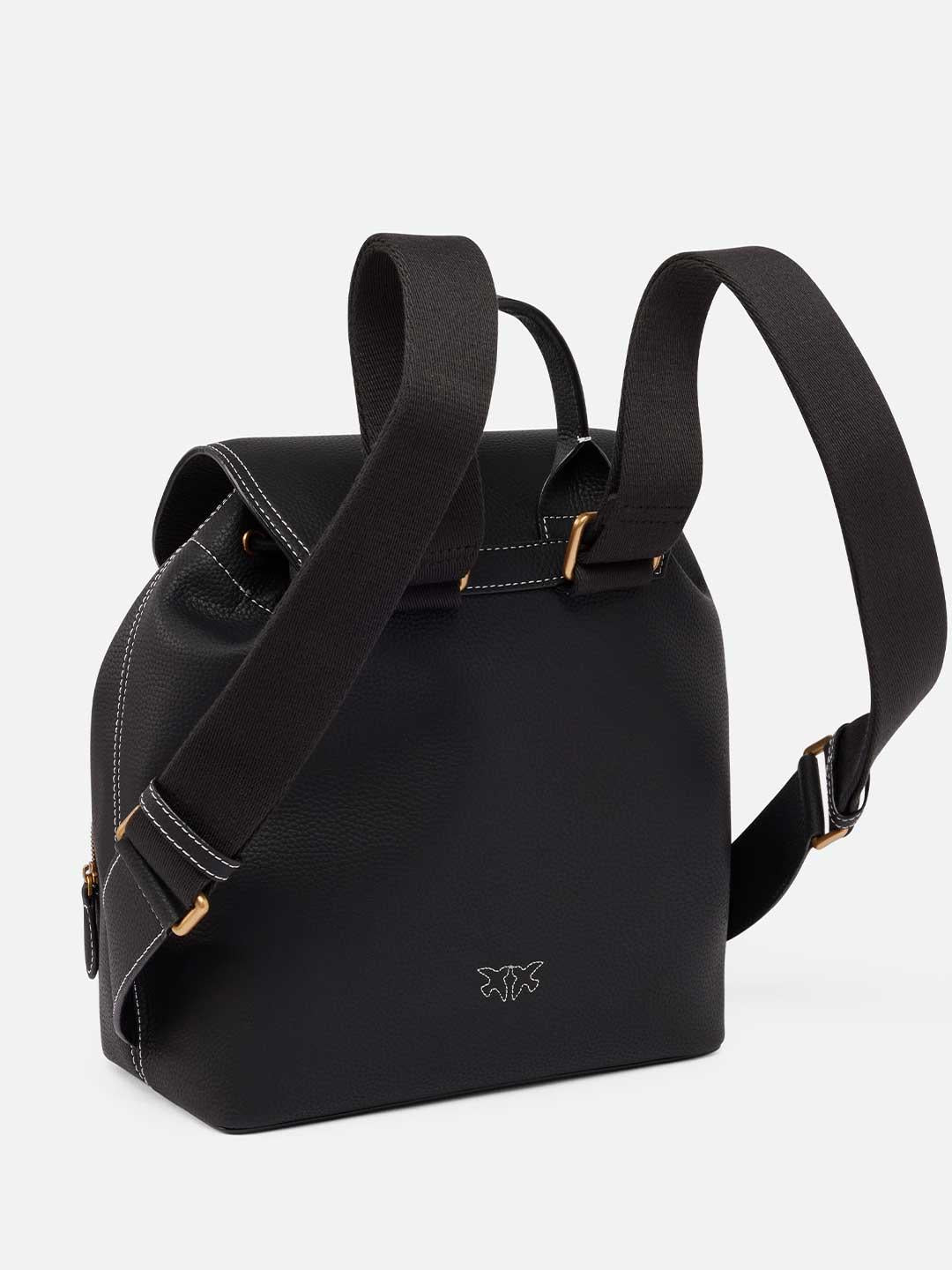 Pinko zaino nero multitasche con logo cucito