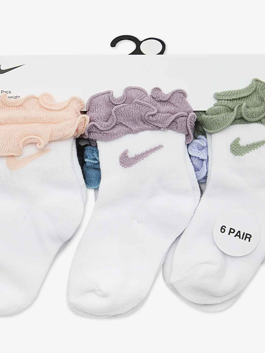Nike calzini kids bianco set da 6 paia con volant