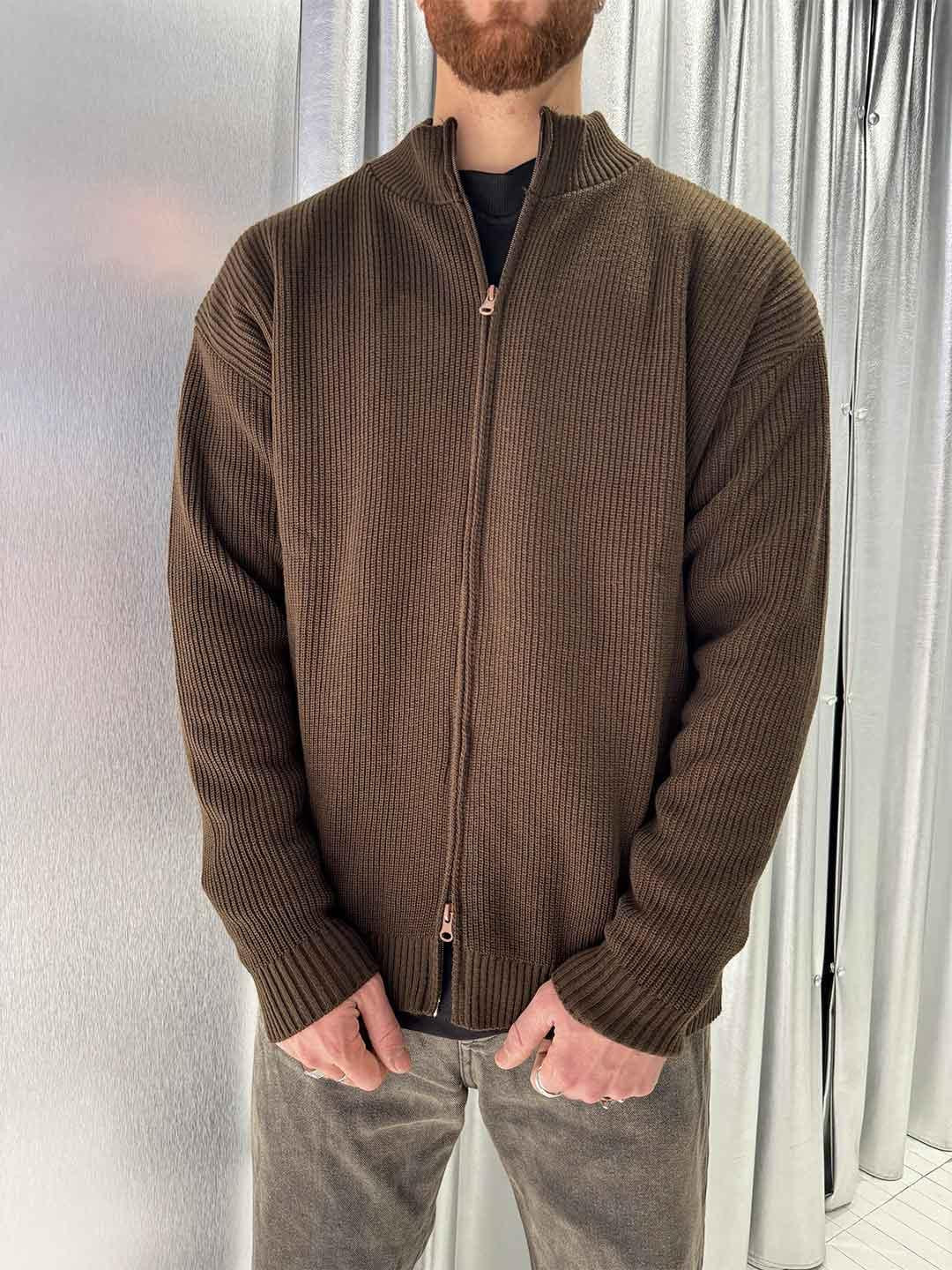All Or Nothing maglione marrone con zip