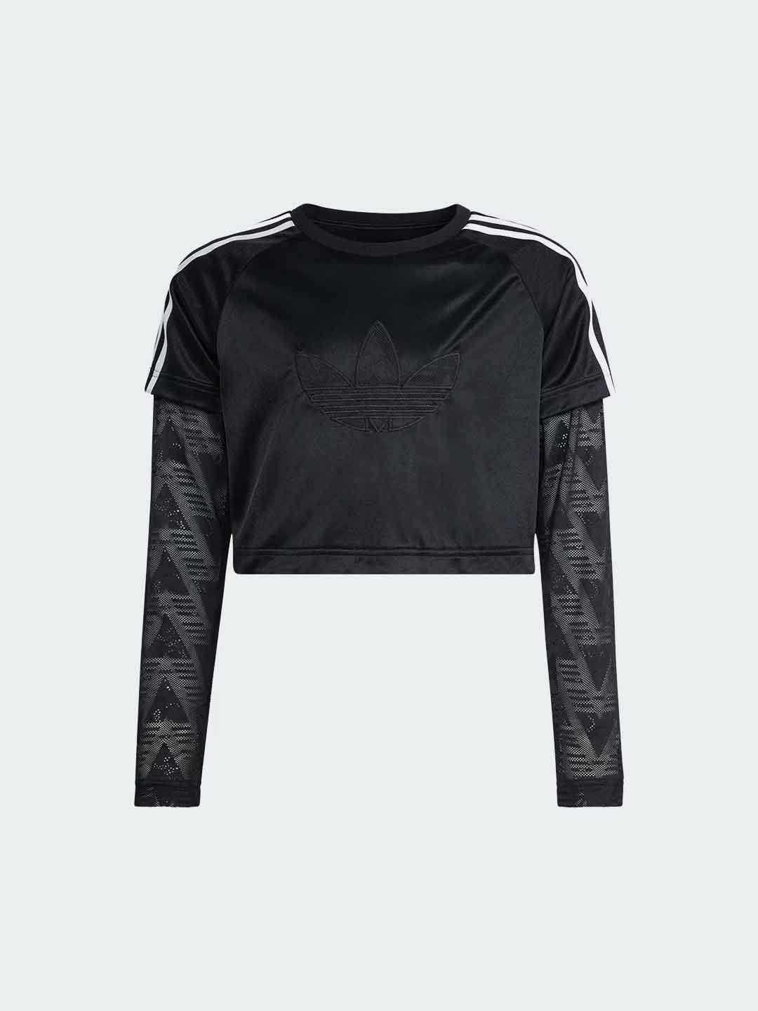 Adidas t-shirt nero maniche in pizzo