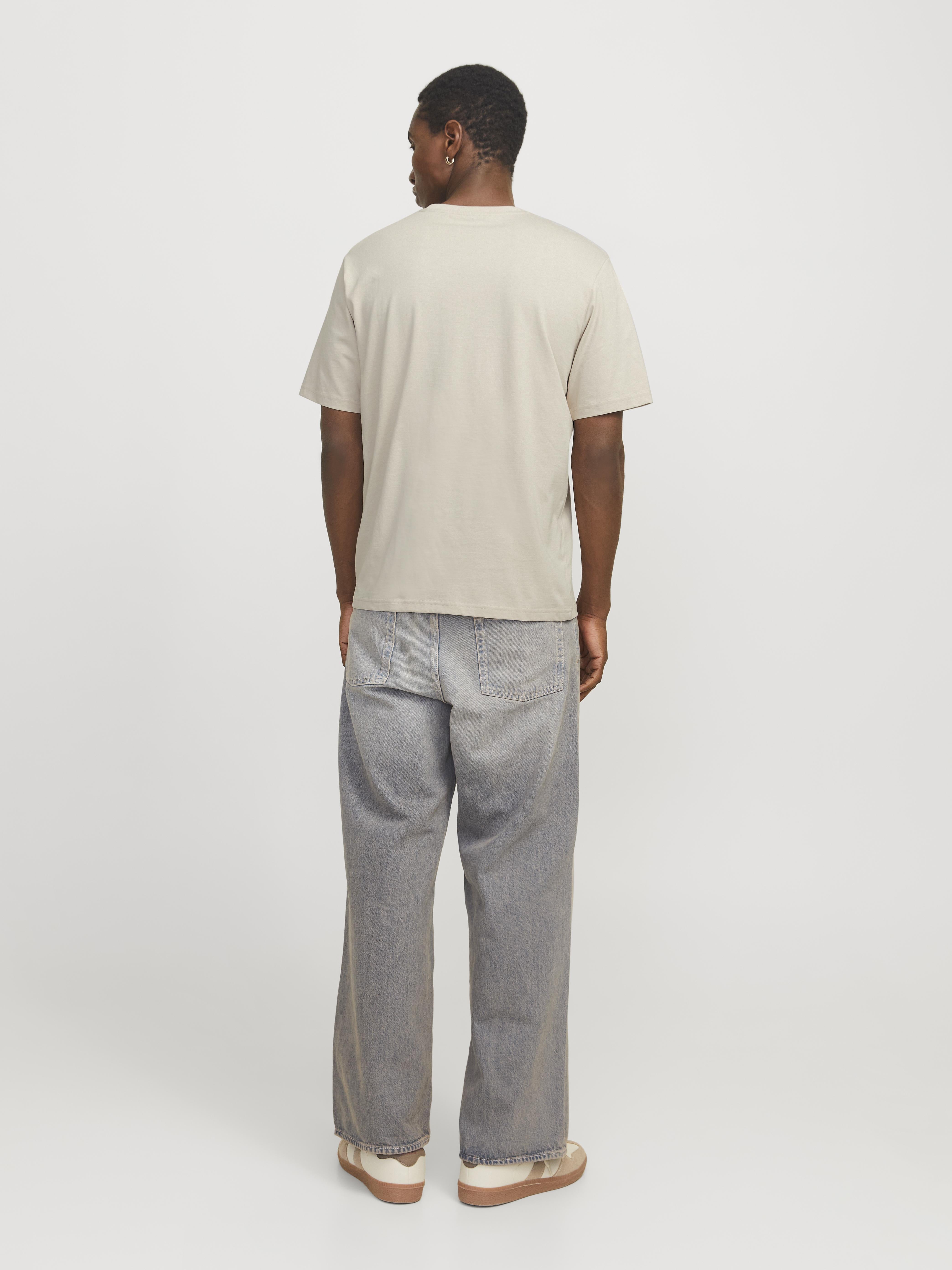 Jack & Jones t-shirt beige con grattacieli tramonto