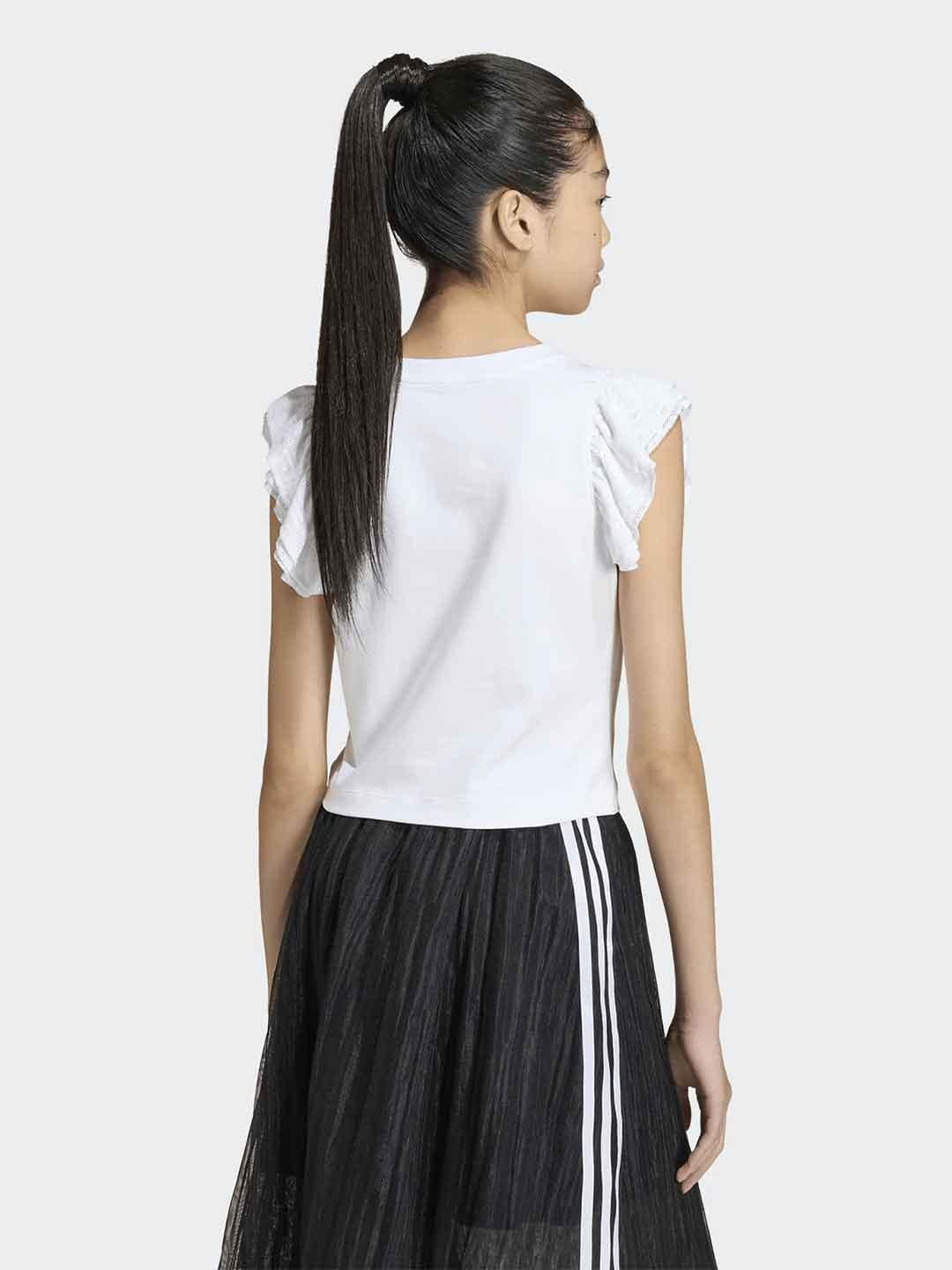 Adidas t-shirt kids bianco con volant in pizzo
