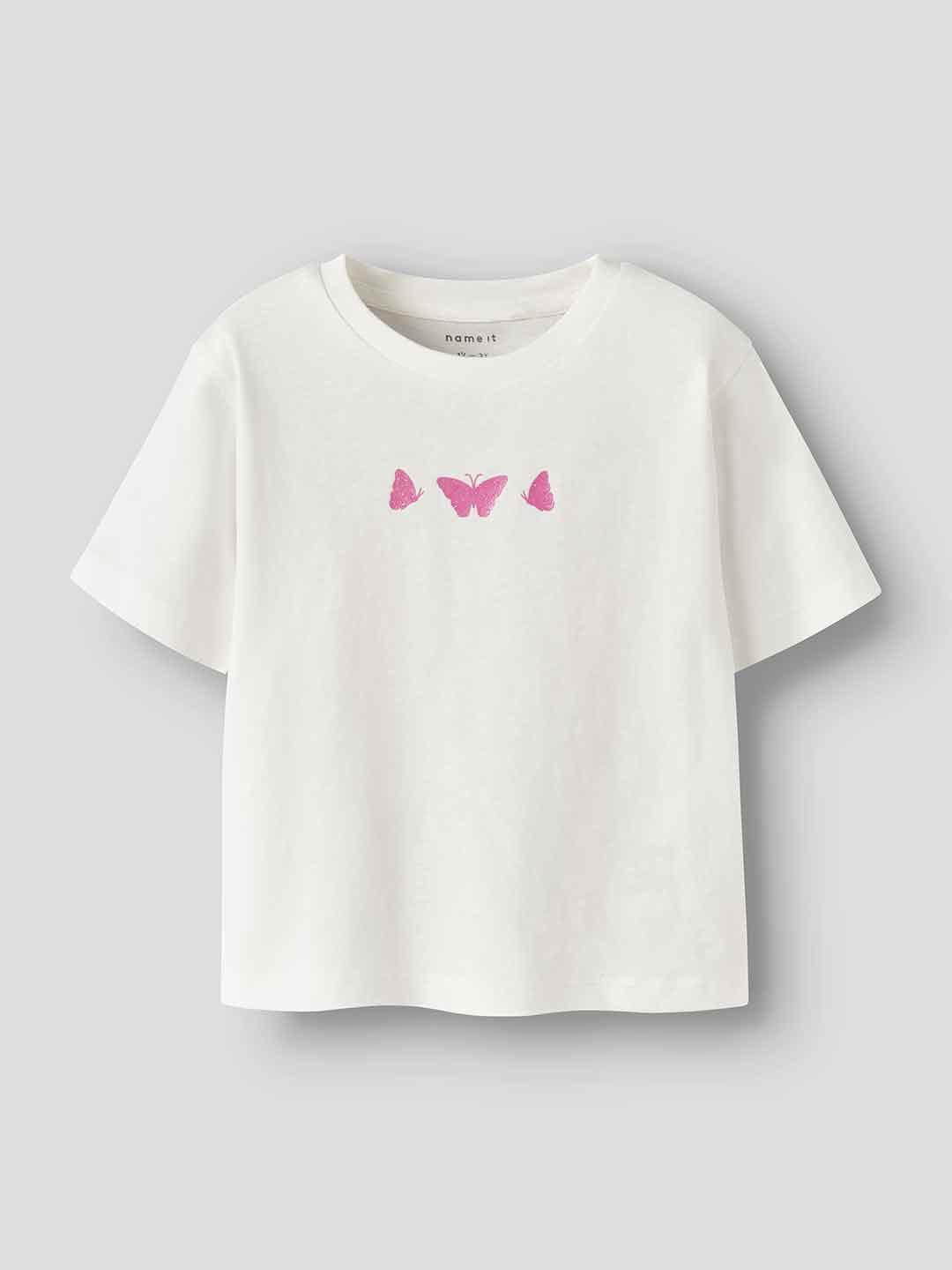 Name It t-shirt kids bianco con stampa farfalle