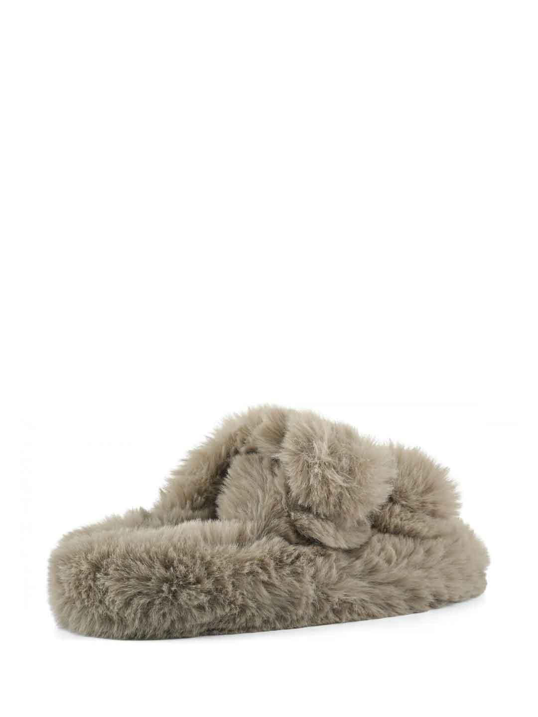 Colors Of California sandali beige con pelliccia