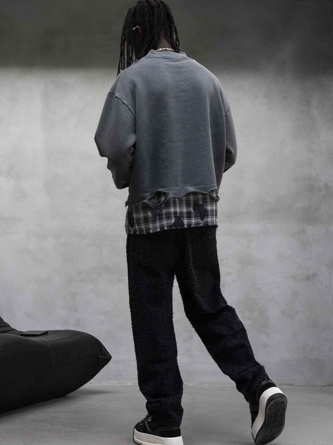 Black Island felpa grigio con orlo a camicia