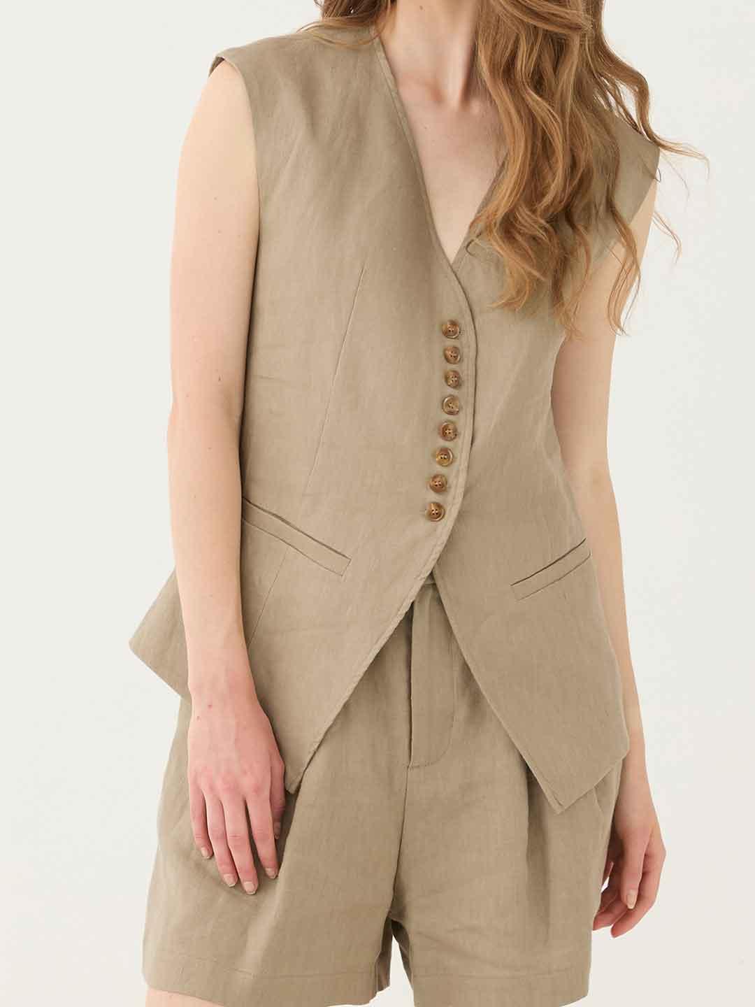 Eleh gilet beige in lino