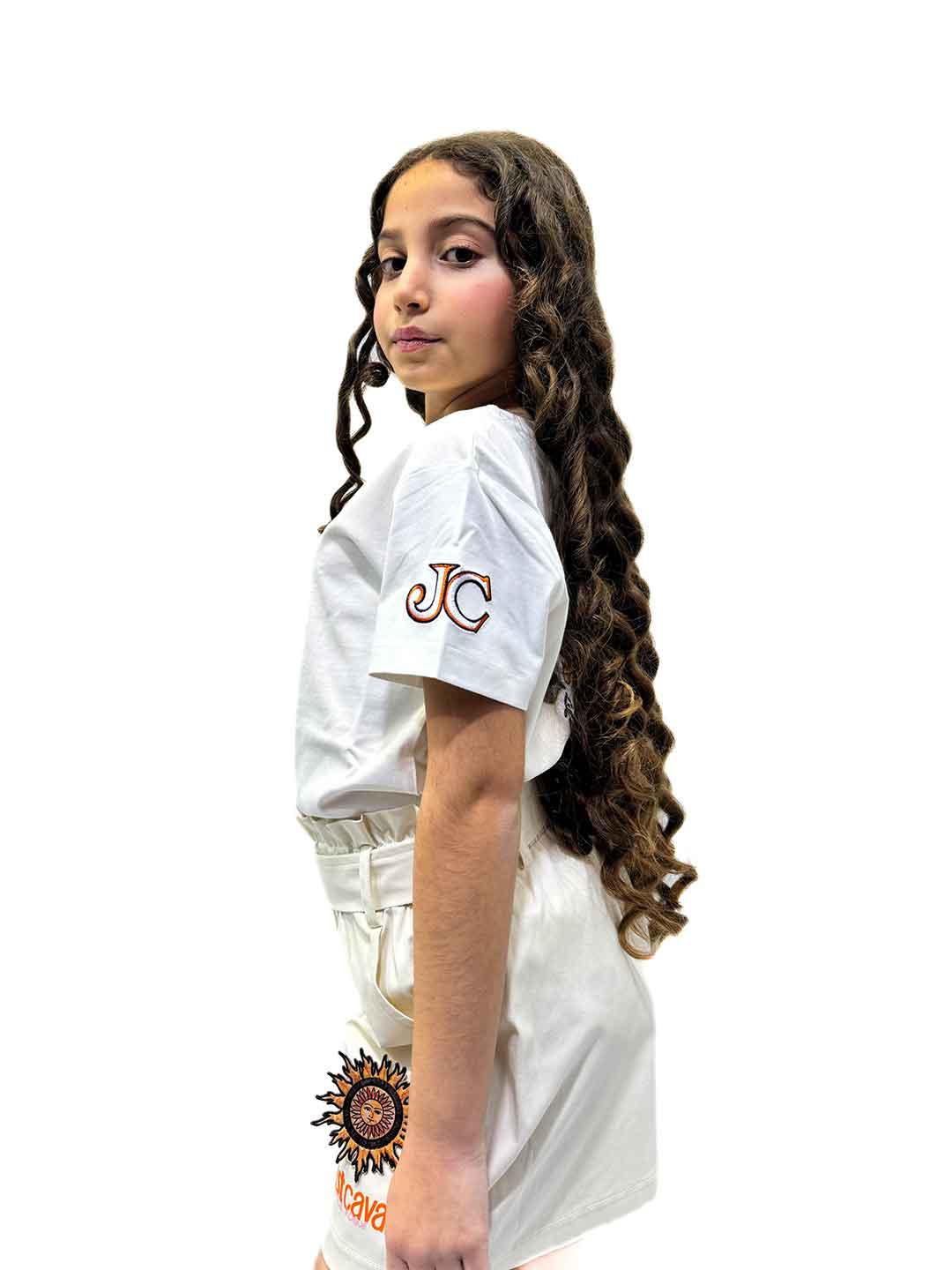 Just Cavalli t-shirt kids panna con logo sole