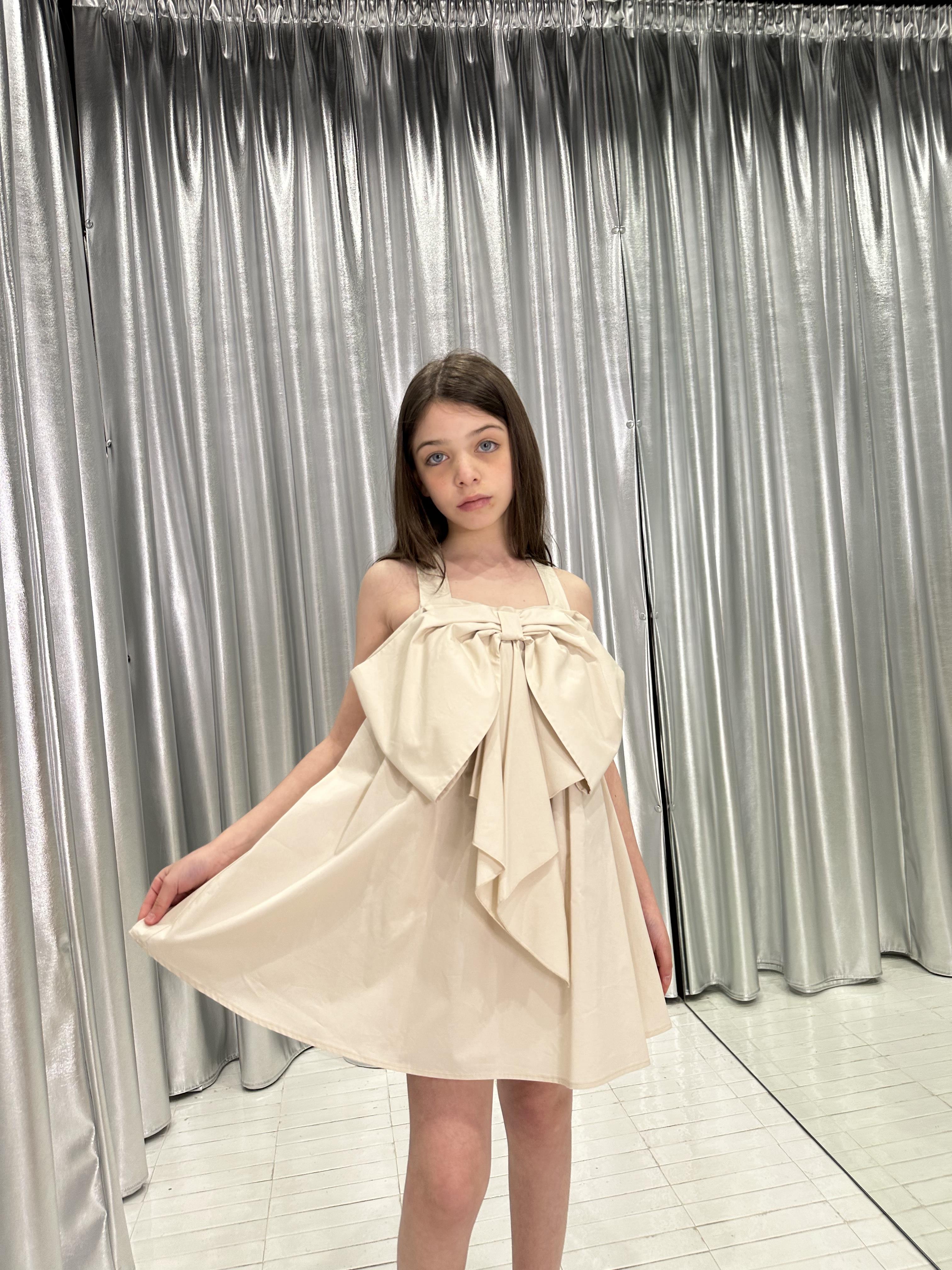 Vicolo abito kids beige con fiocco