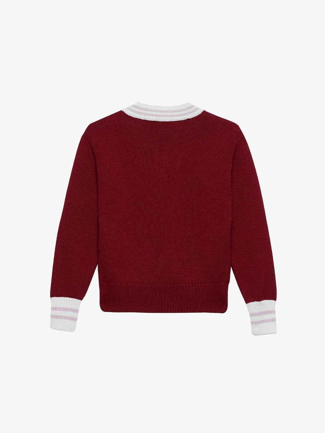 GCDS maglione kids bordeaux con scollo a V
