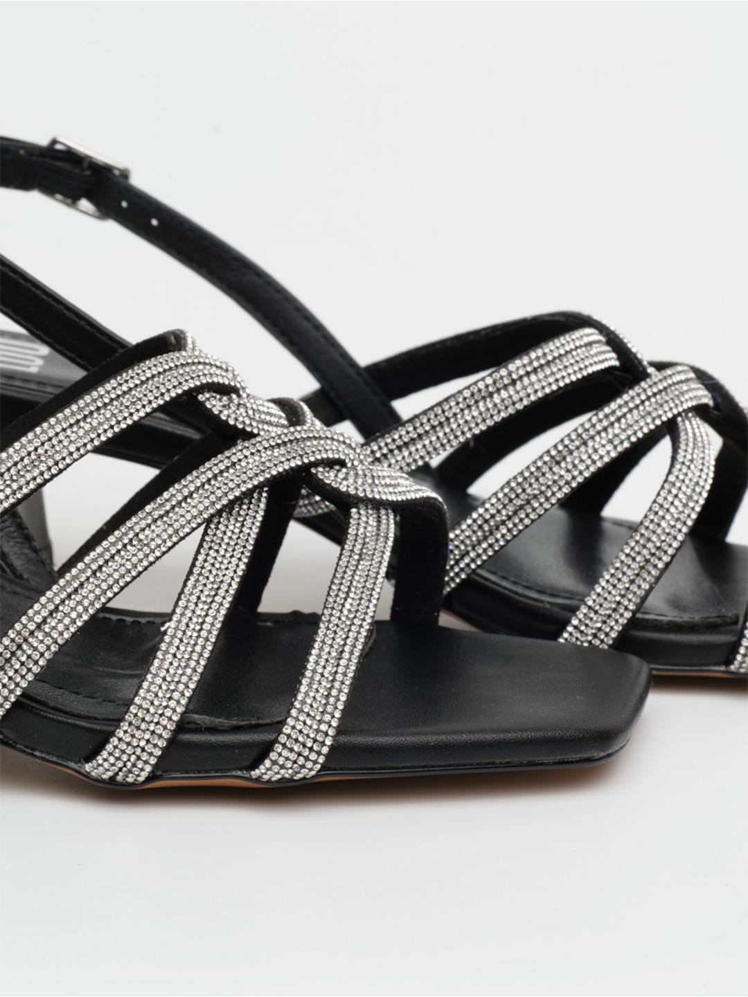Bibi lou sandali nero con tacco e strass