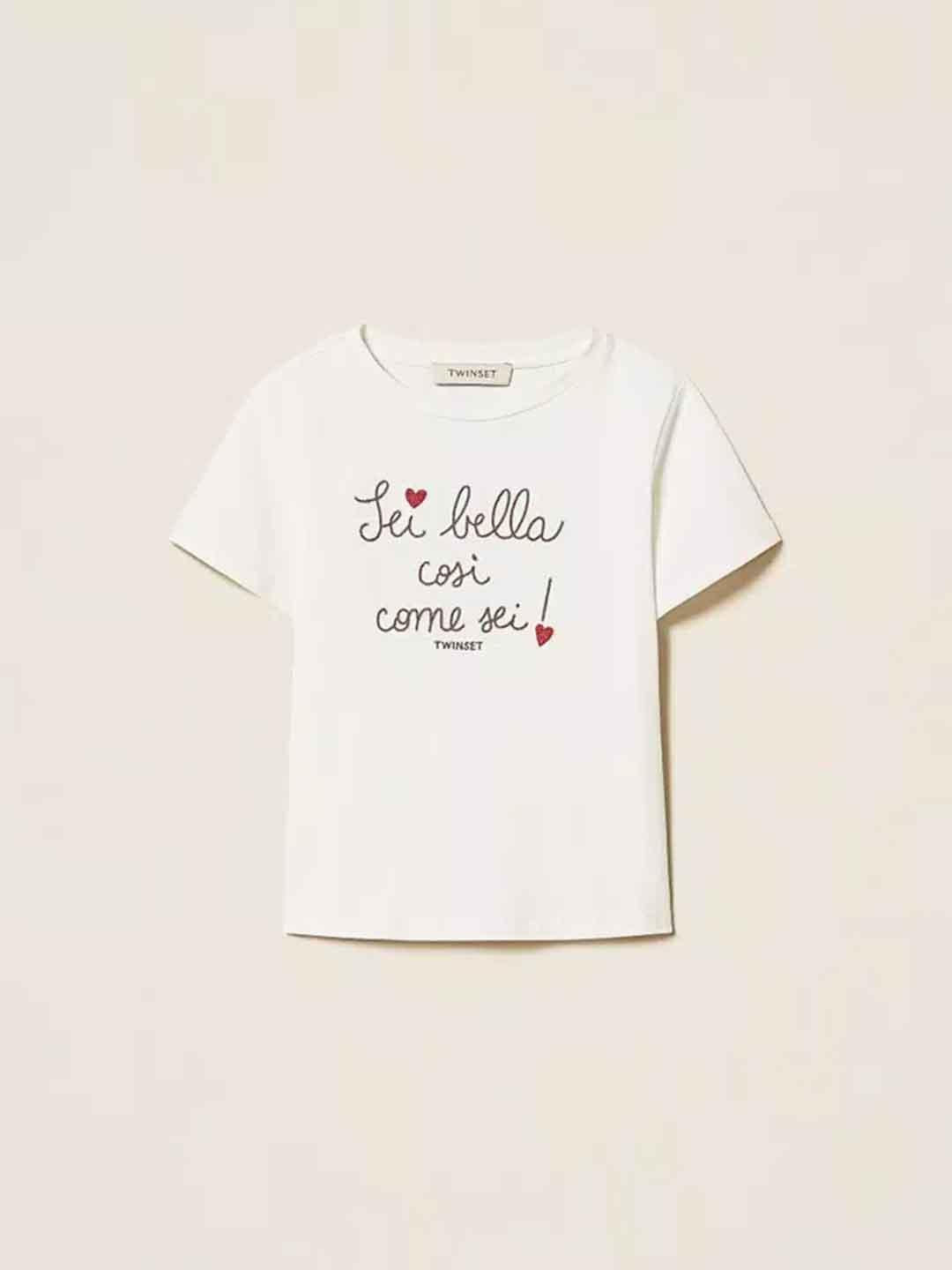 Twinset t-shirt kids bianco con ricamo