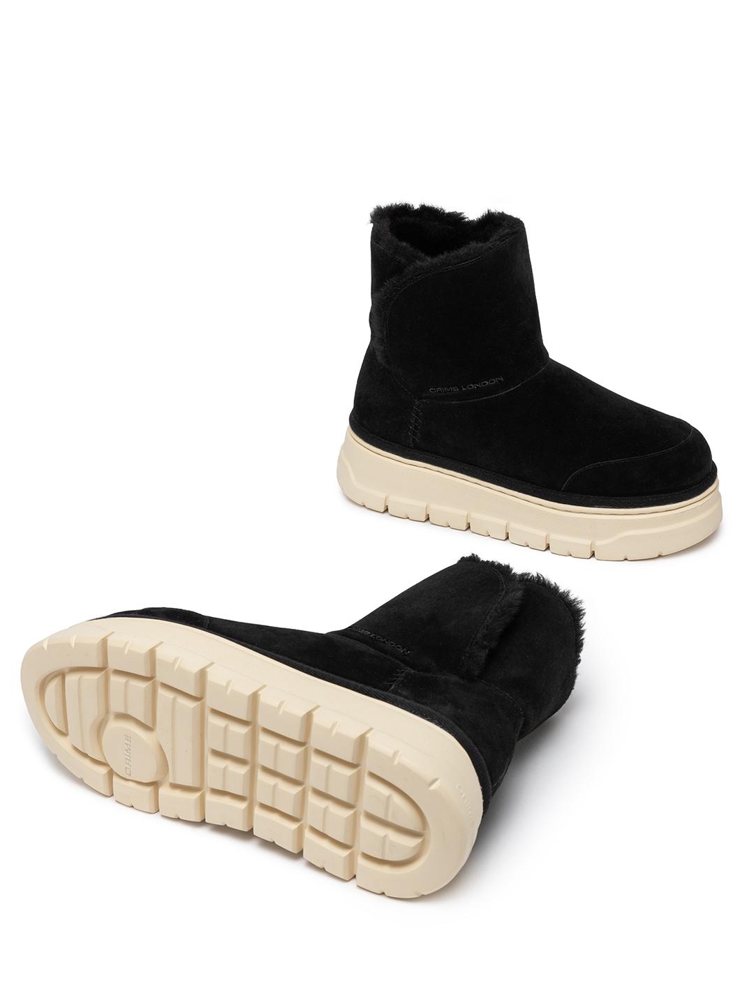 Crime Snooze Boot High sneakers nero alto con pellicia