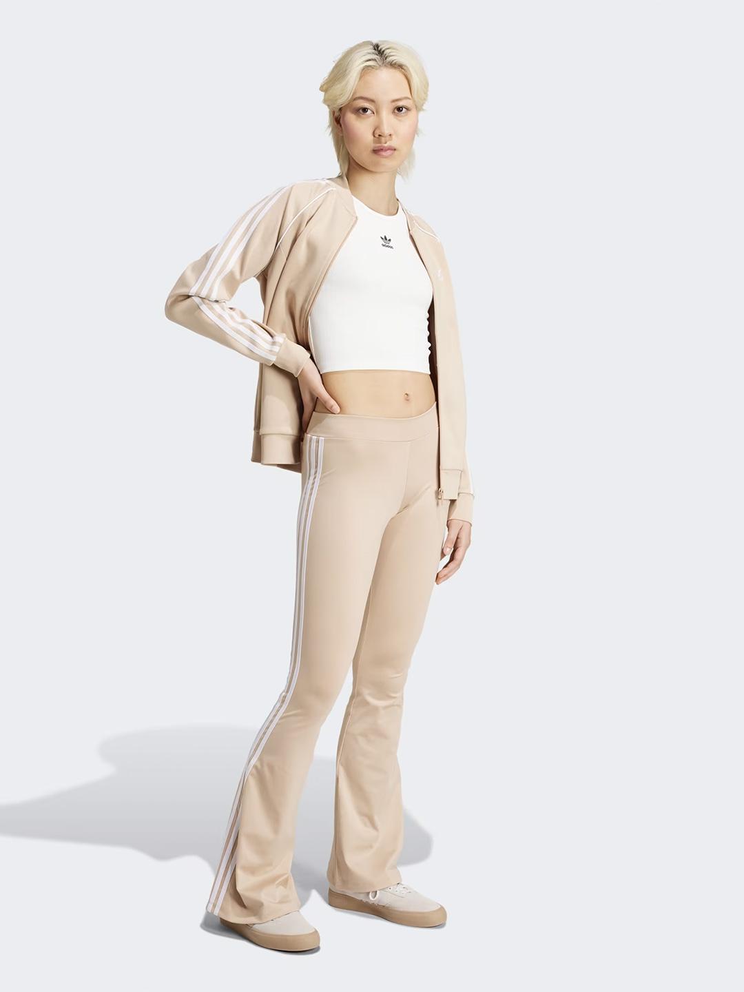 Adidas canotta bianco a coste crop