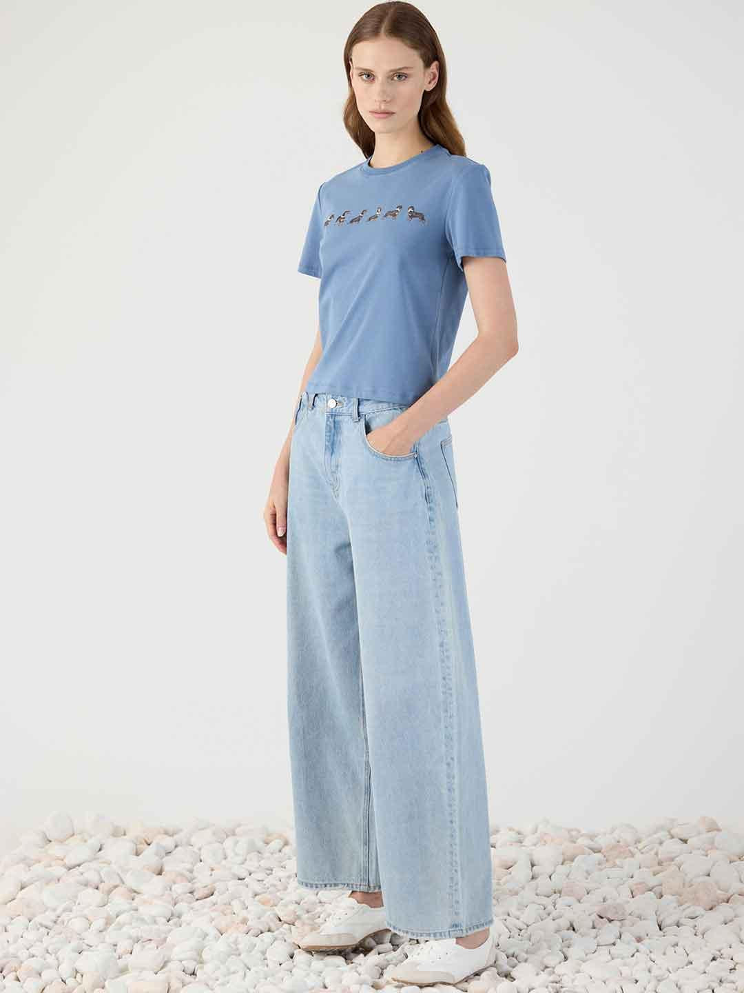 Eleh t-shirt azzurro con stampa cani