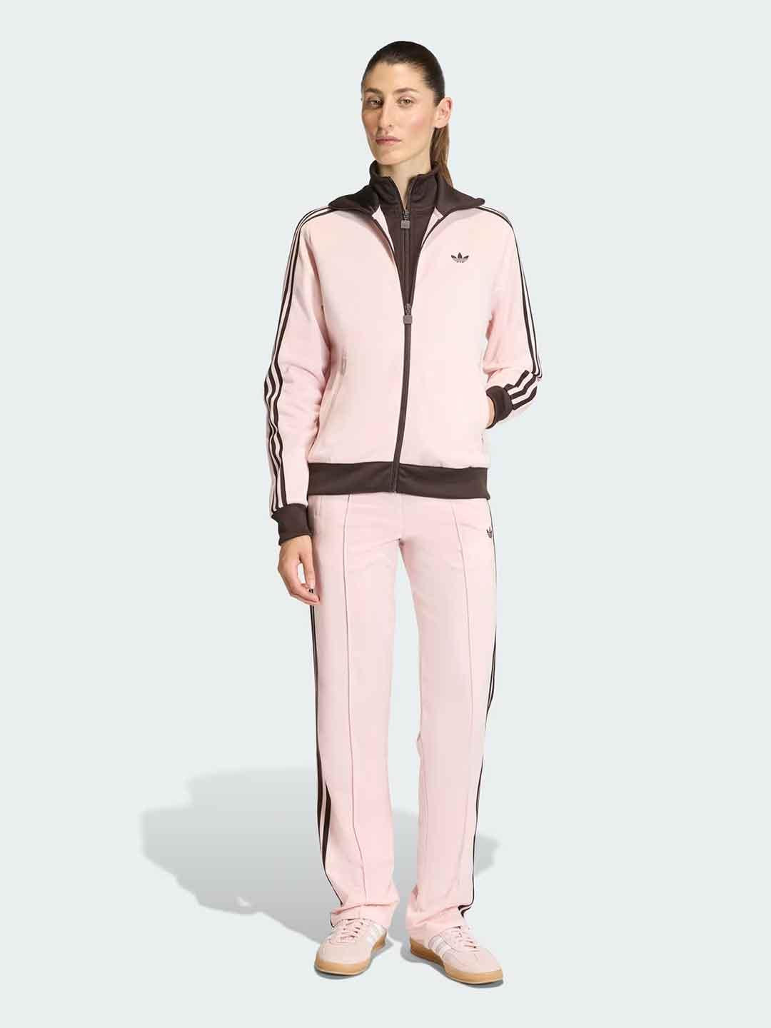 Adidas felpa rosa con bande marrone
