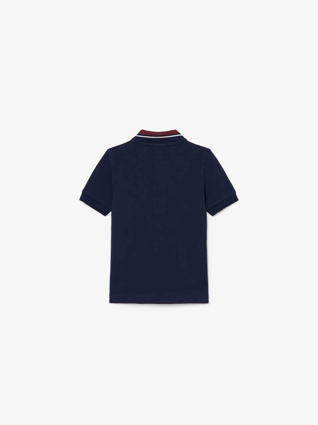 Lacoste t-shirt kids blu con colletto bordeaux