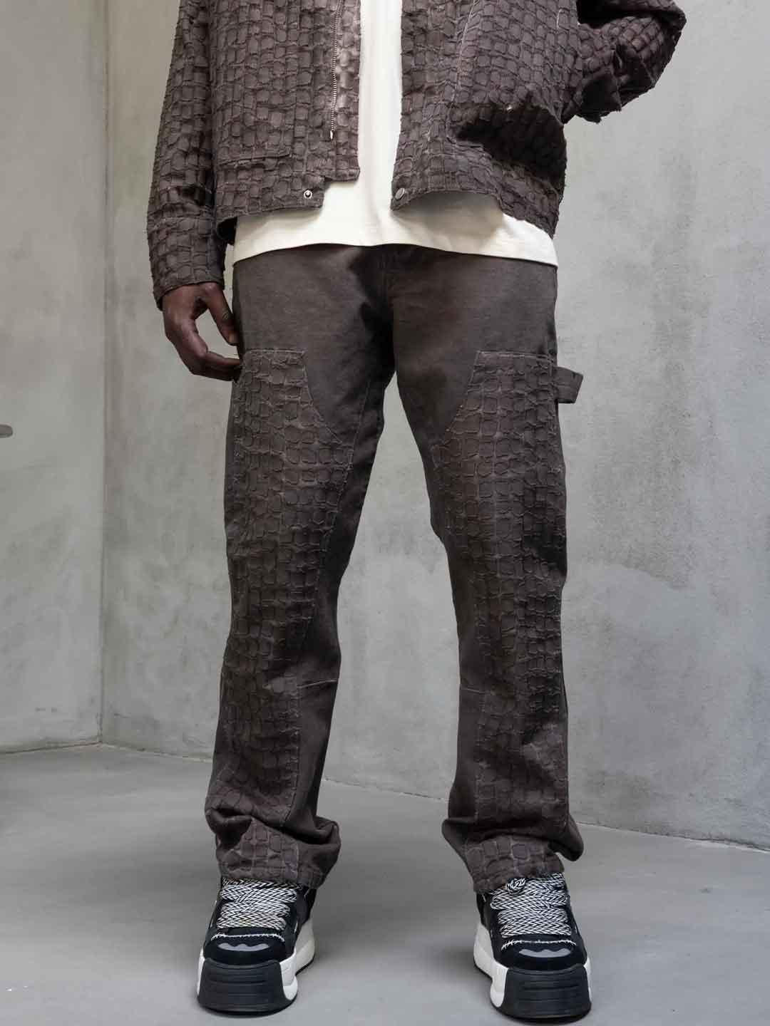 Black Island jeans marrone con motivo geometrico