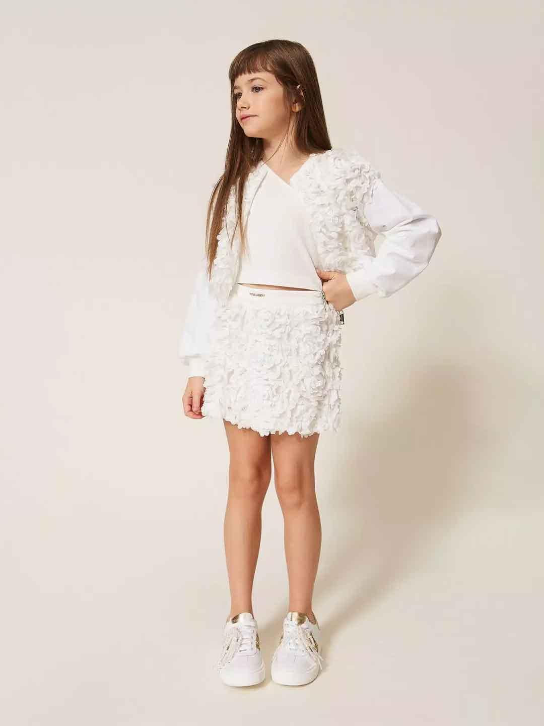 Twinset shorts kids bianco con rose