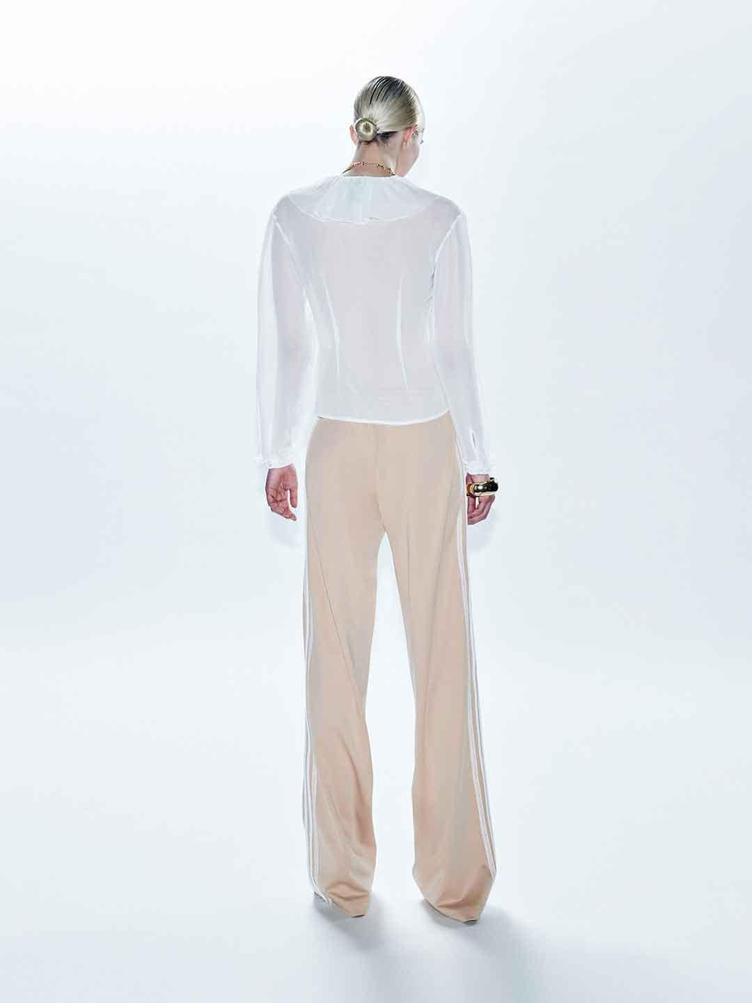 Aniye By Sandy pantalone beige con bande in pizzo
