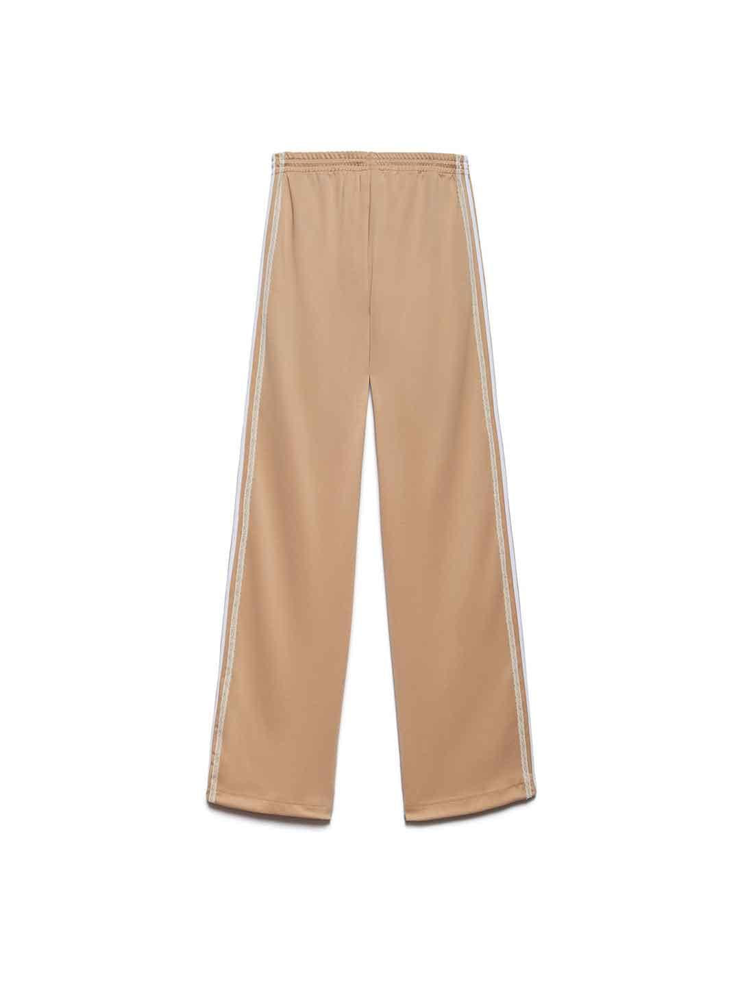 Aniye By Sandy pantalone beige con bande in pizzo