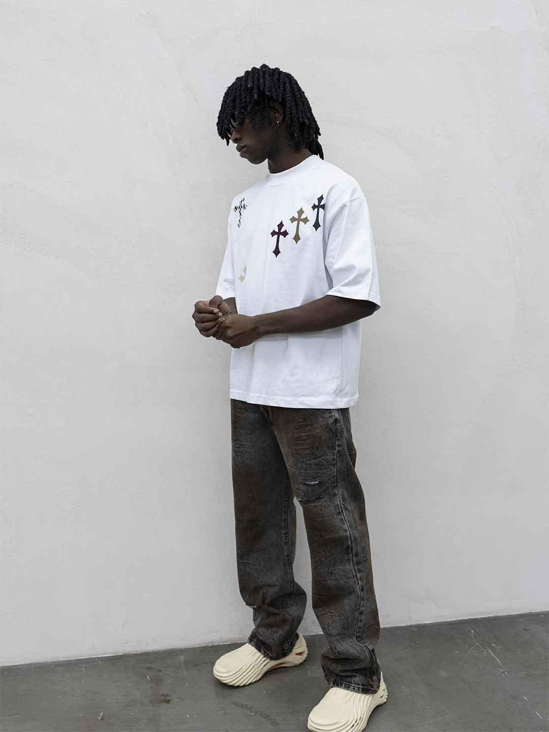 Tokyo t-shirt bianco con croci