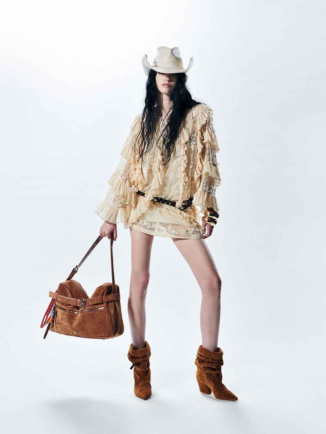 Aniye By Layla camicia beige in pizzo