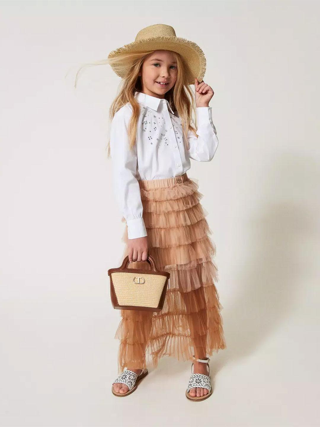 Twinset gonna kids beige lunga in tulle