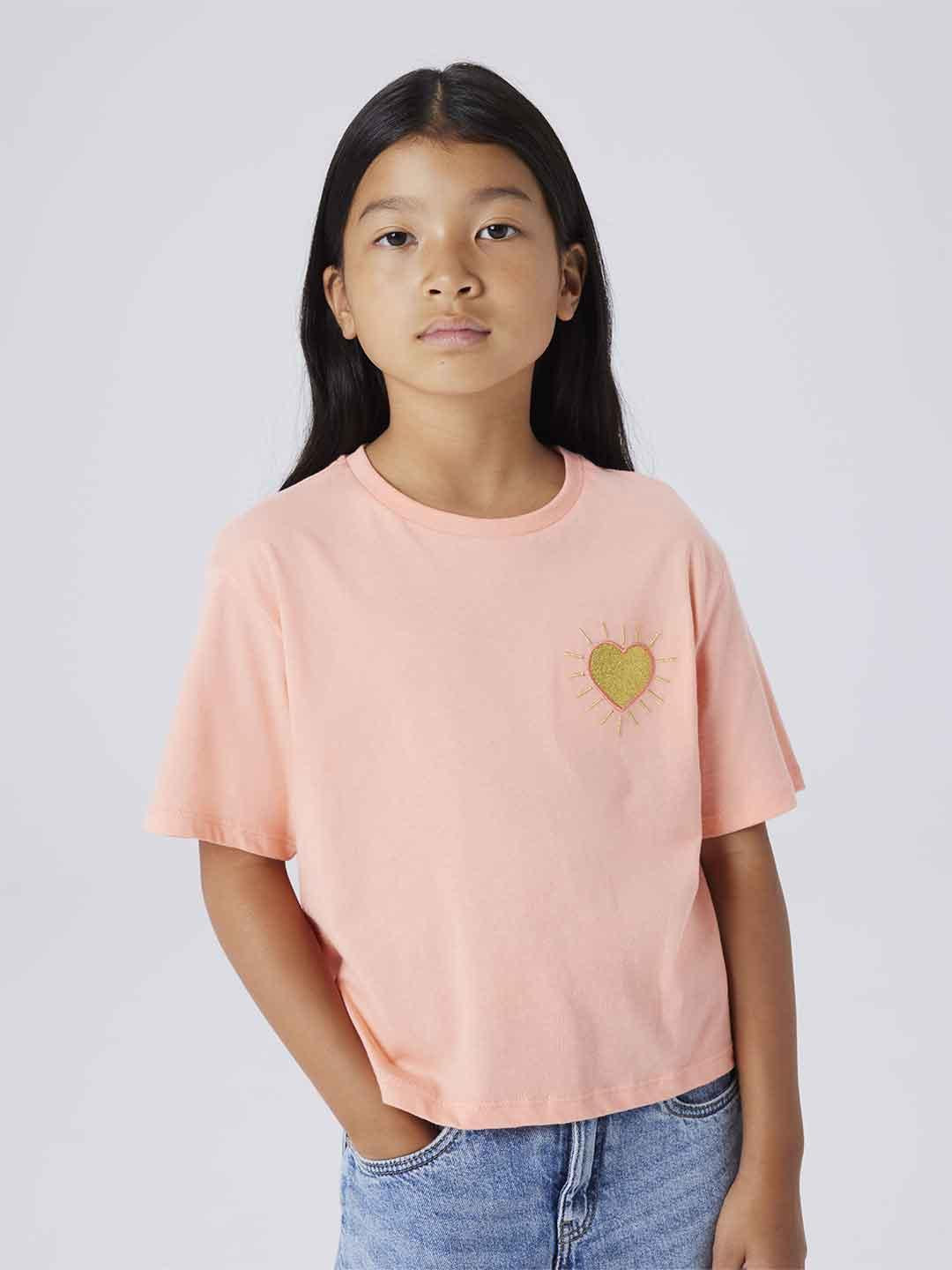 Name It t-shirt kids arancio con cuoricino