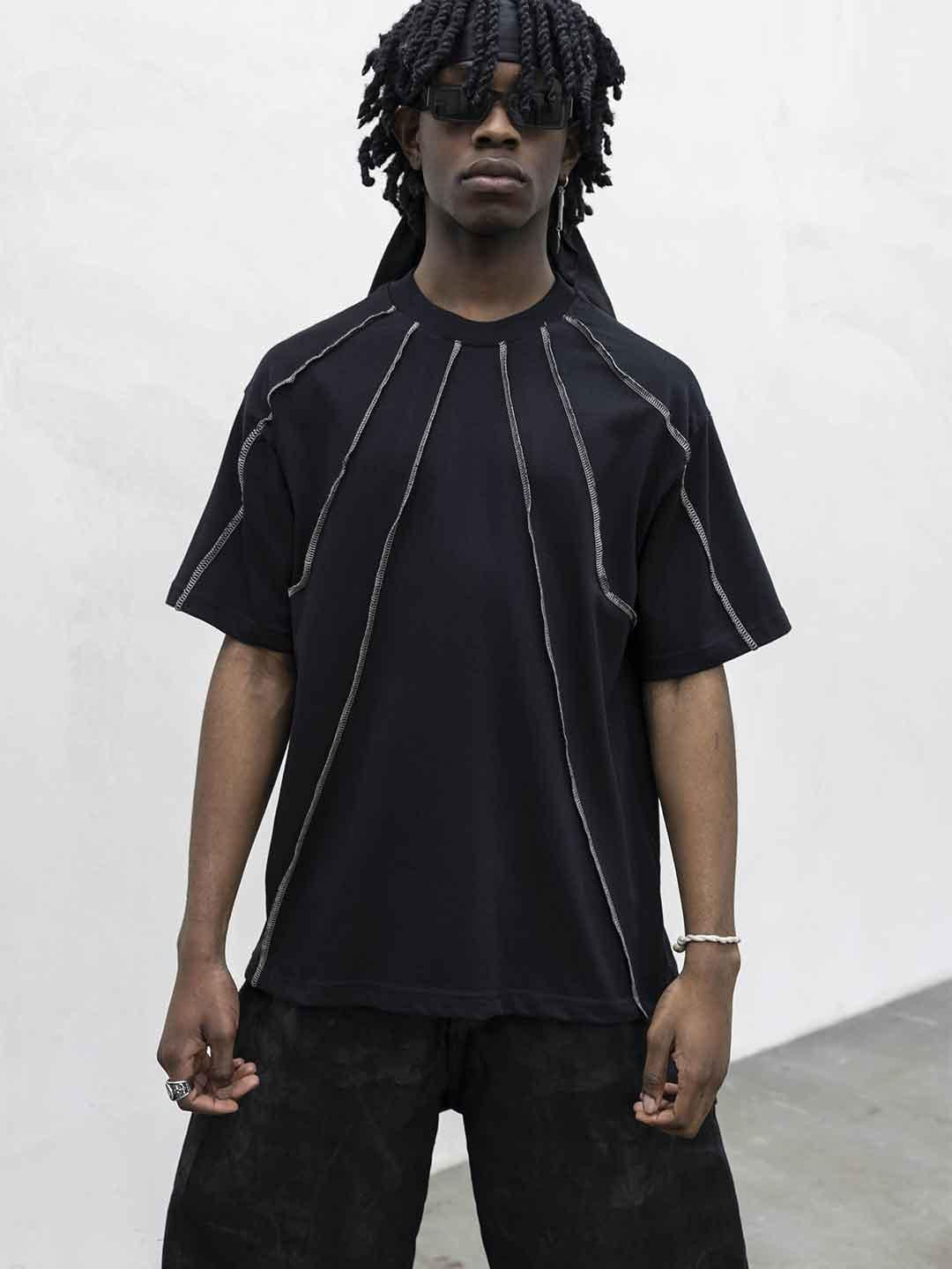 Present Day t-shirt nero con cuciture