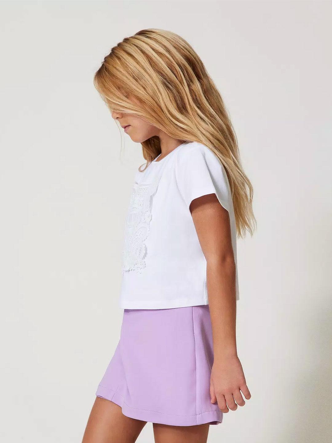 Twinset t-shirt kids bianco con pizzo