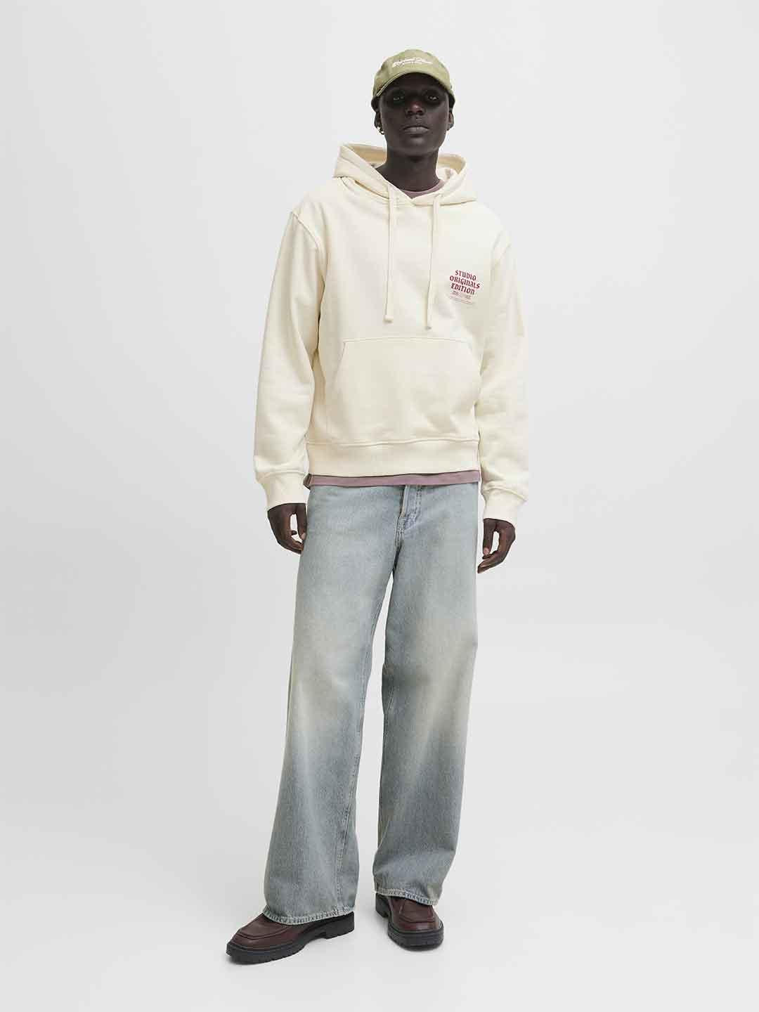 Jack & Jones felpa panna con cappuccio