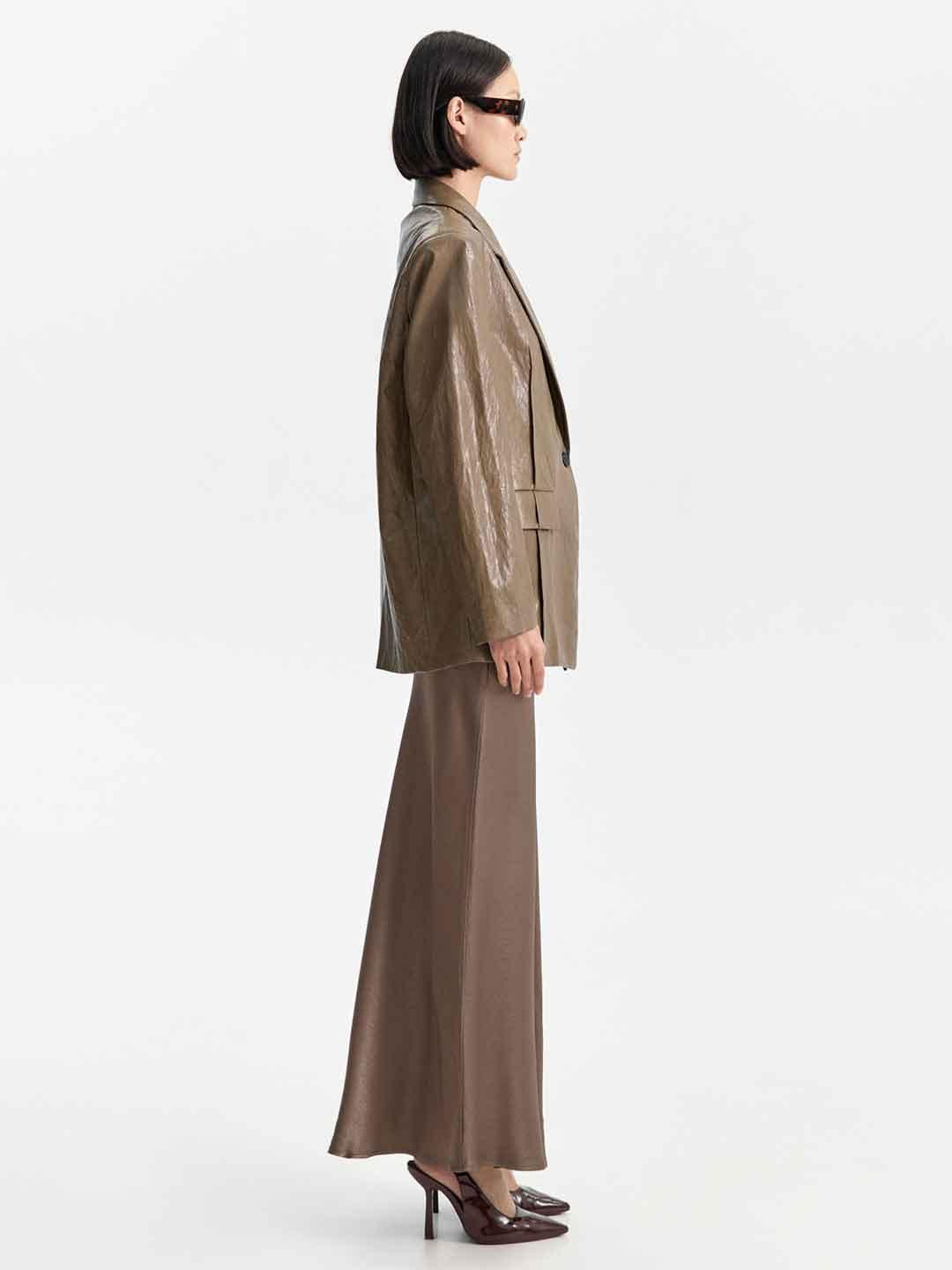 Eleh giacca marrone in pelle