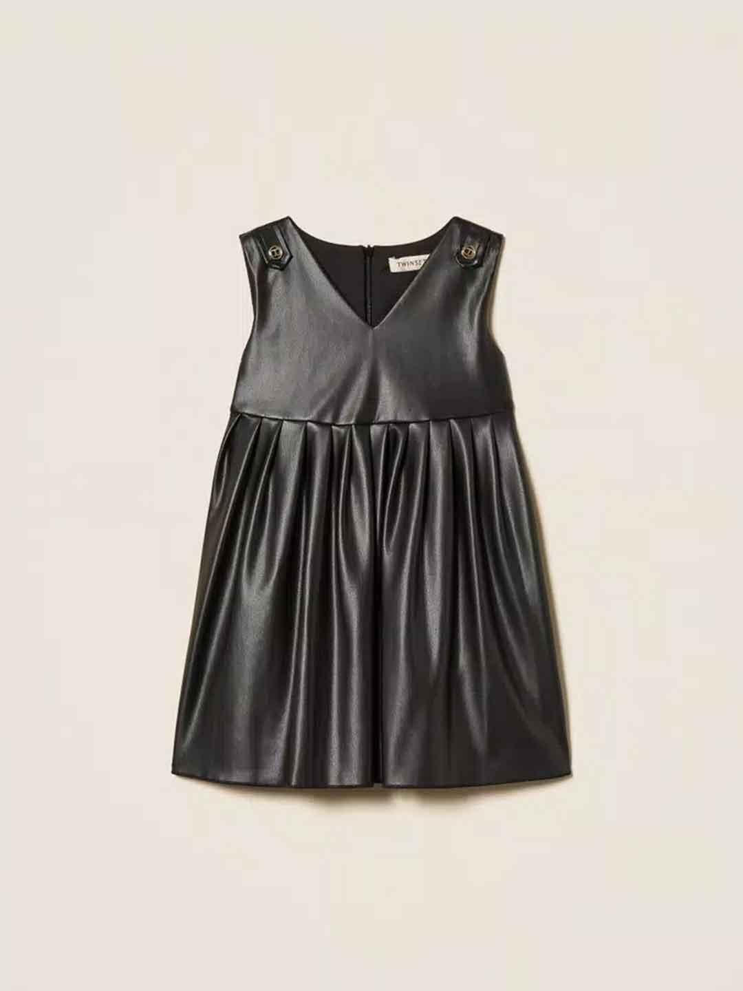 Twinset abito kids nero in pelle