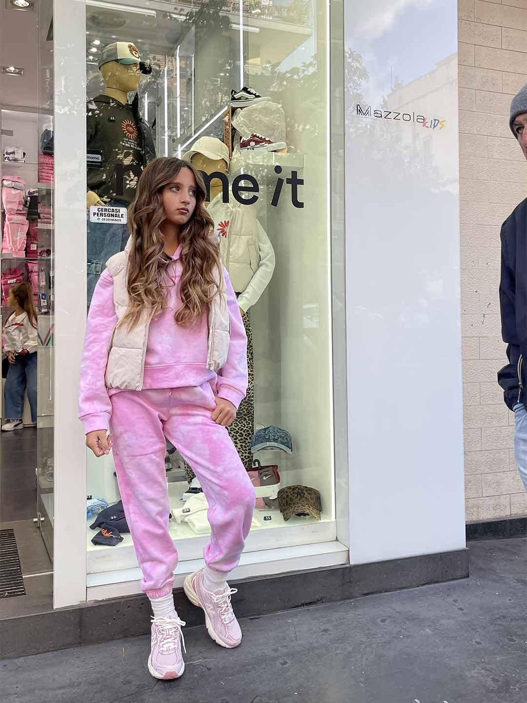 Disclaimer felpa kids rosa con cappuccio