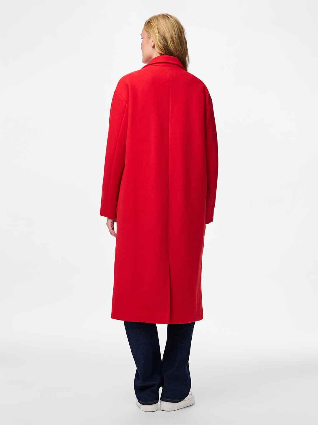 Pieces cappotto rosso lungo
