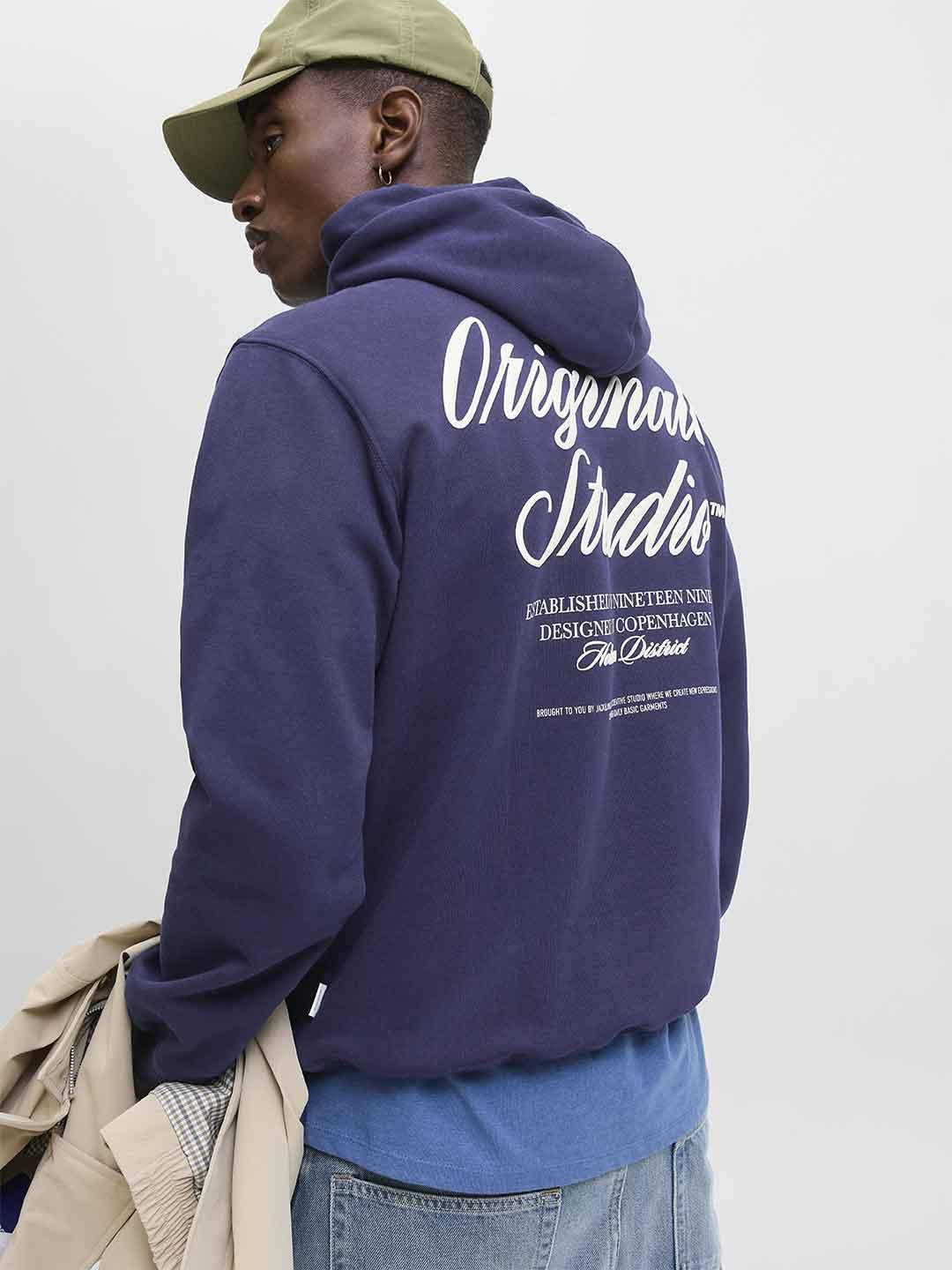Jack & Jones felpa blu con cappuccio