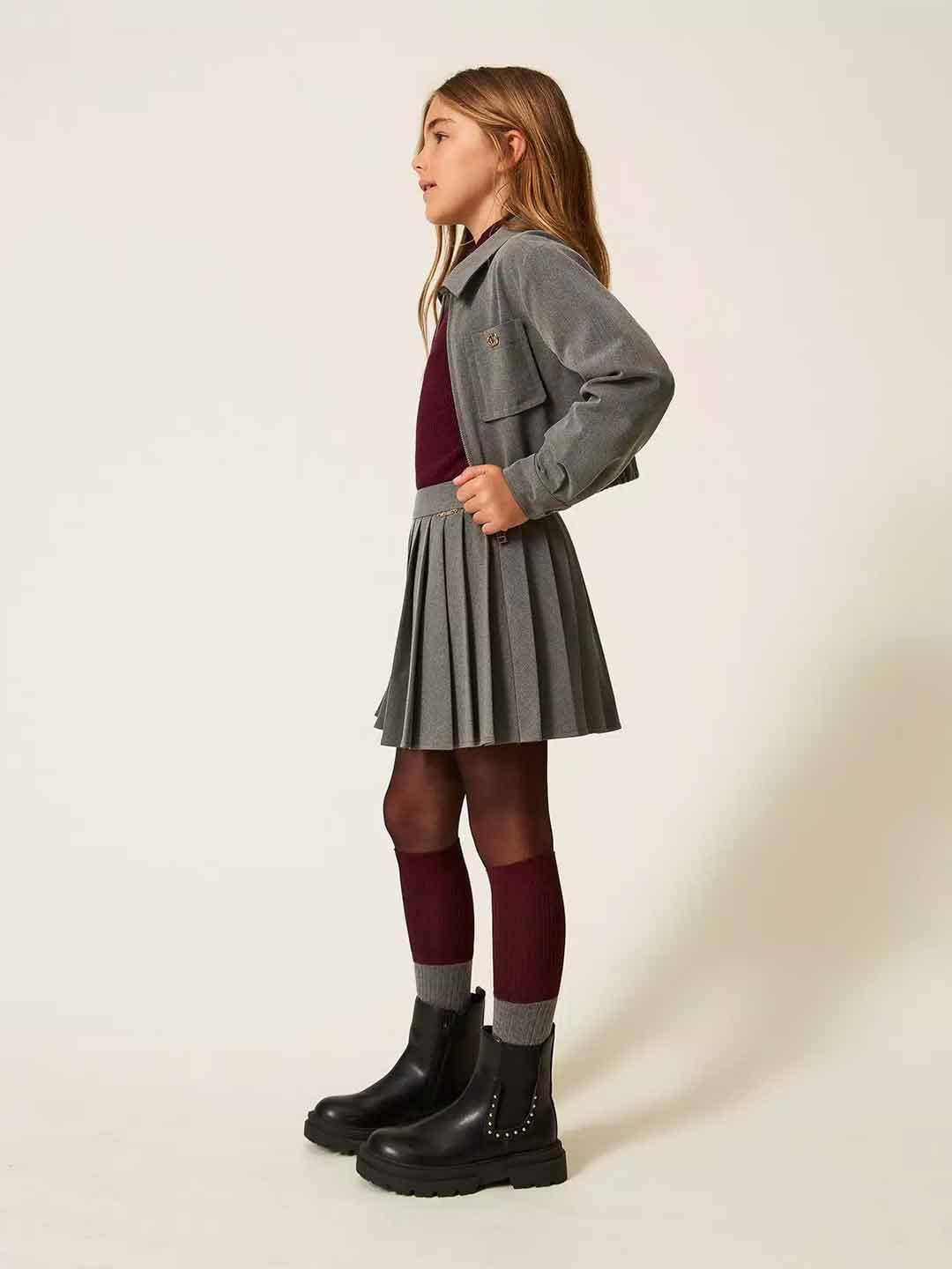 Twinset gonna kids grigio corta in flanella