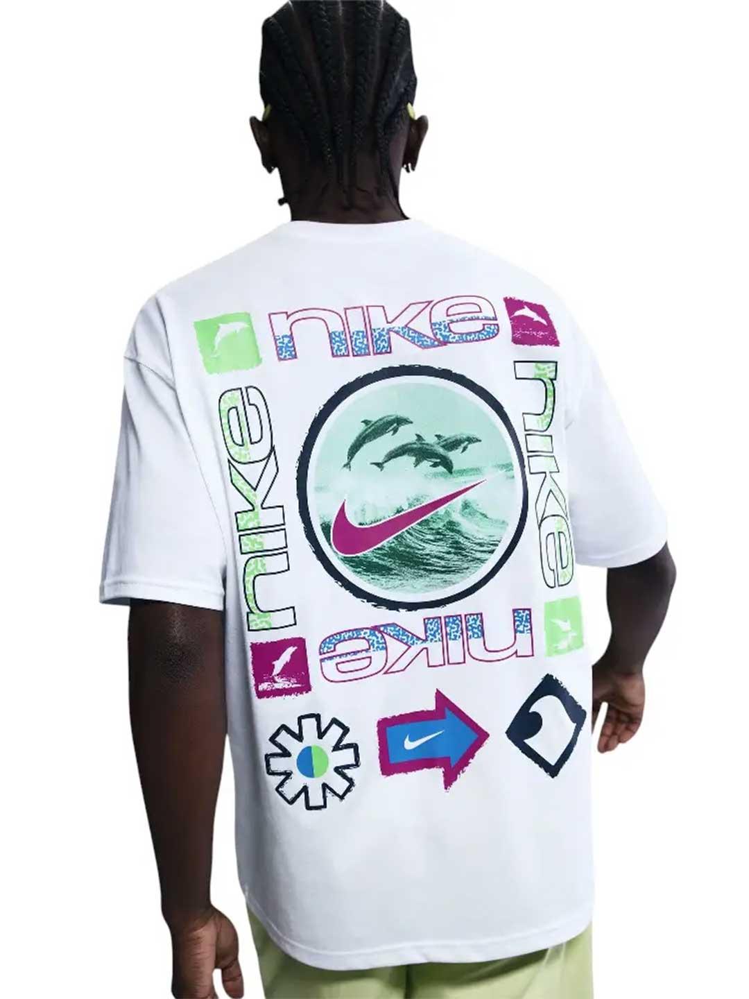Nike t-shirt bianco con grafiche multicolor