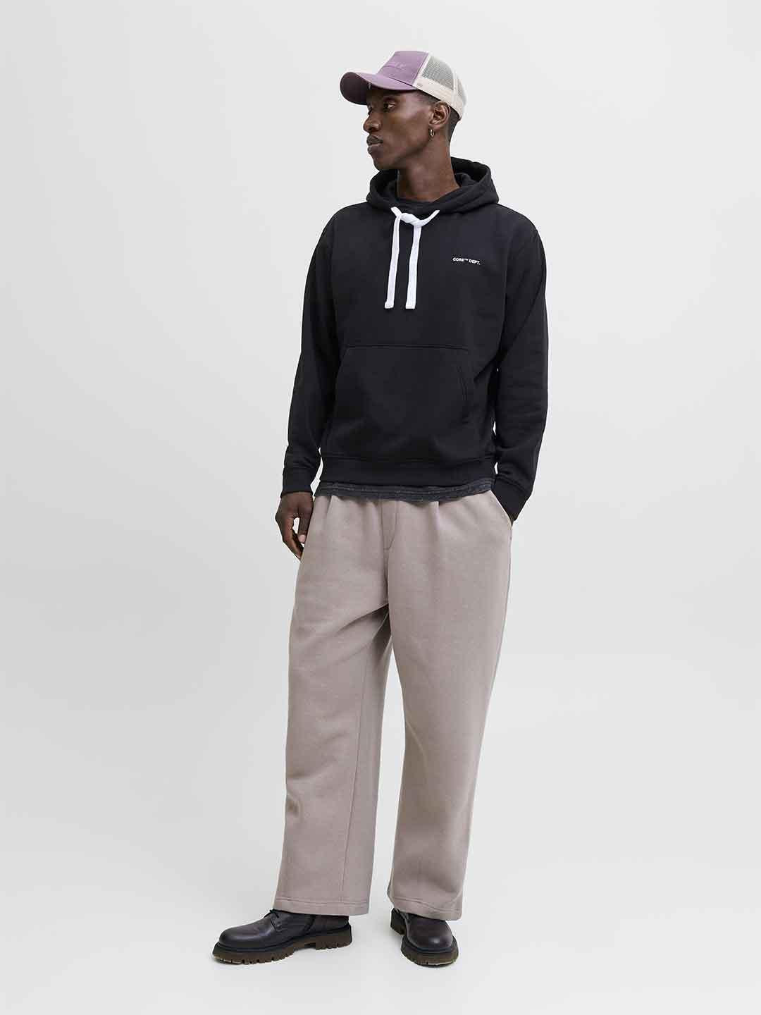 Jack & Jones felpe nero con cappuccio