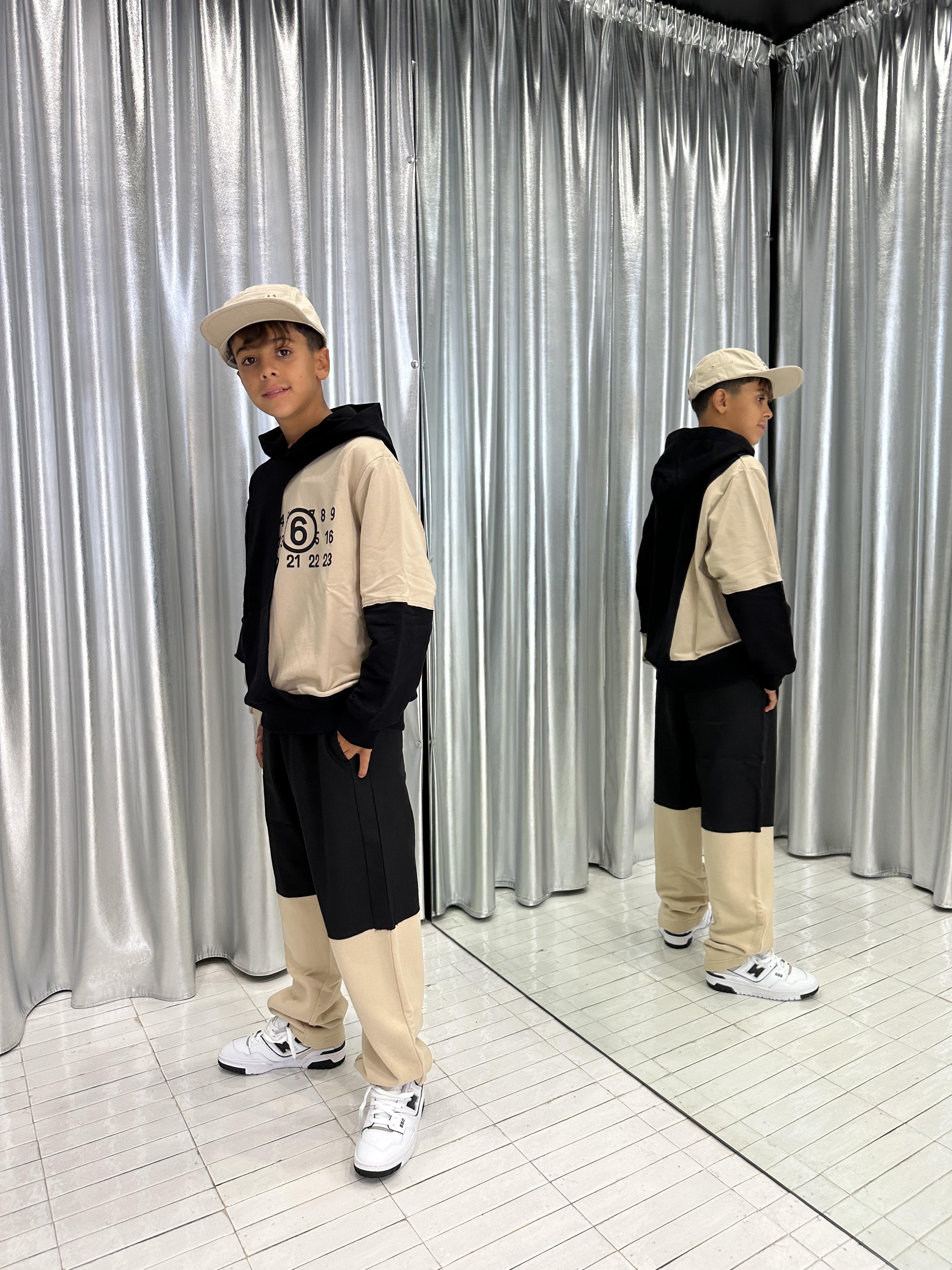 Maison Margiela pantaloni kids nero e beige