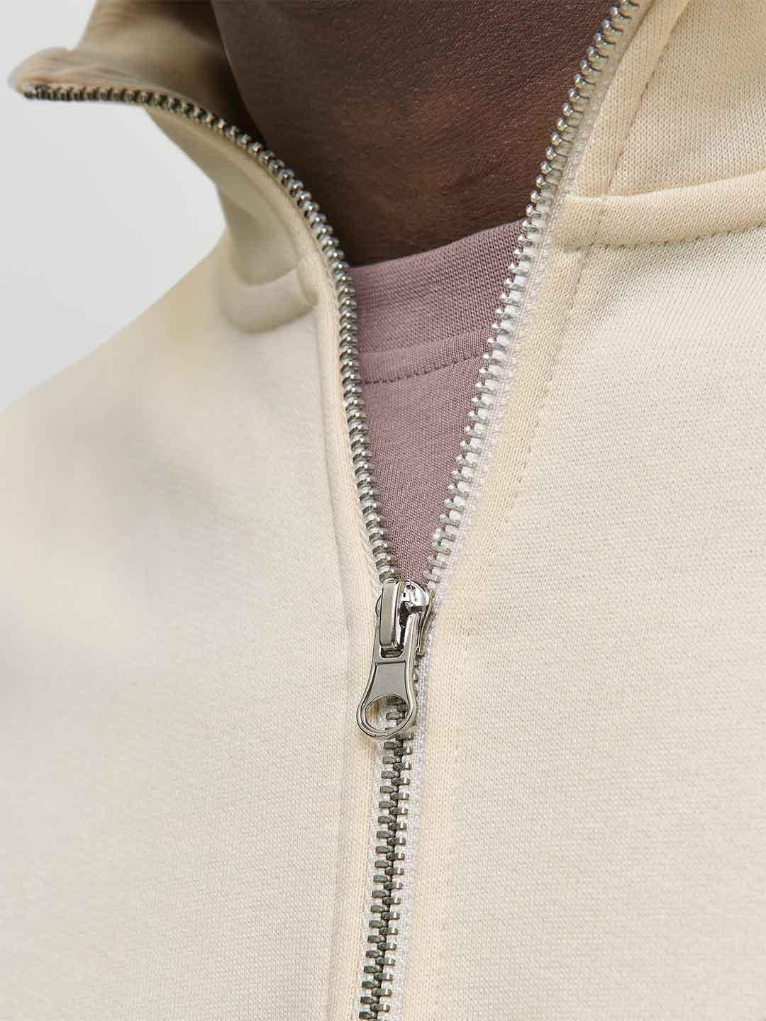 Jack & Jones felpa panna in pile con zip