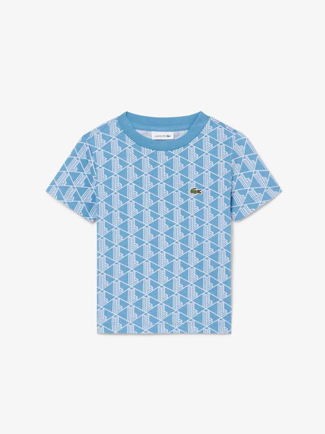 Lacoste t-shirt kids celeste multilogo