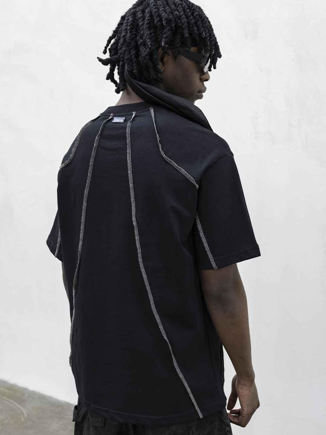 Present Day t-shirt nero con cuciture