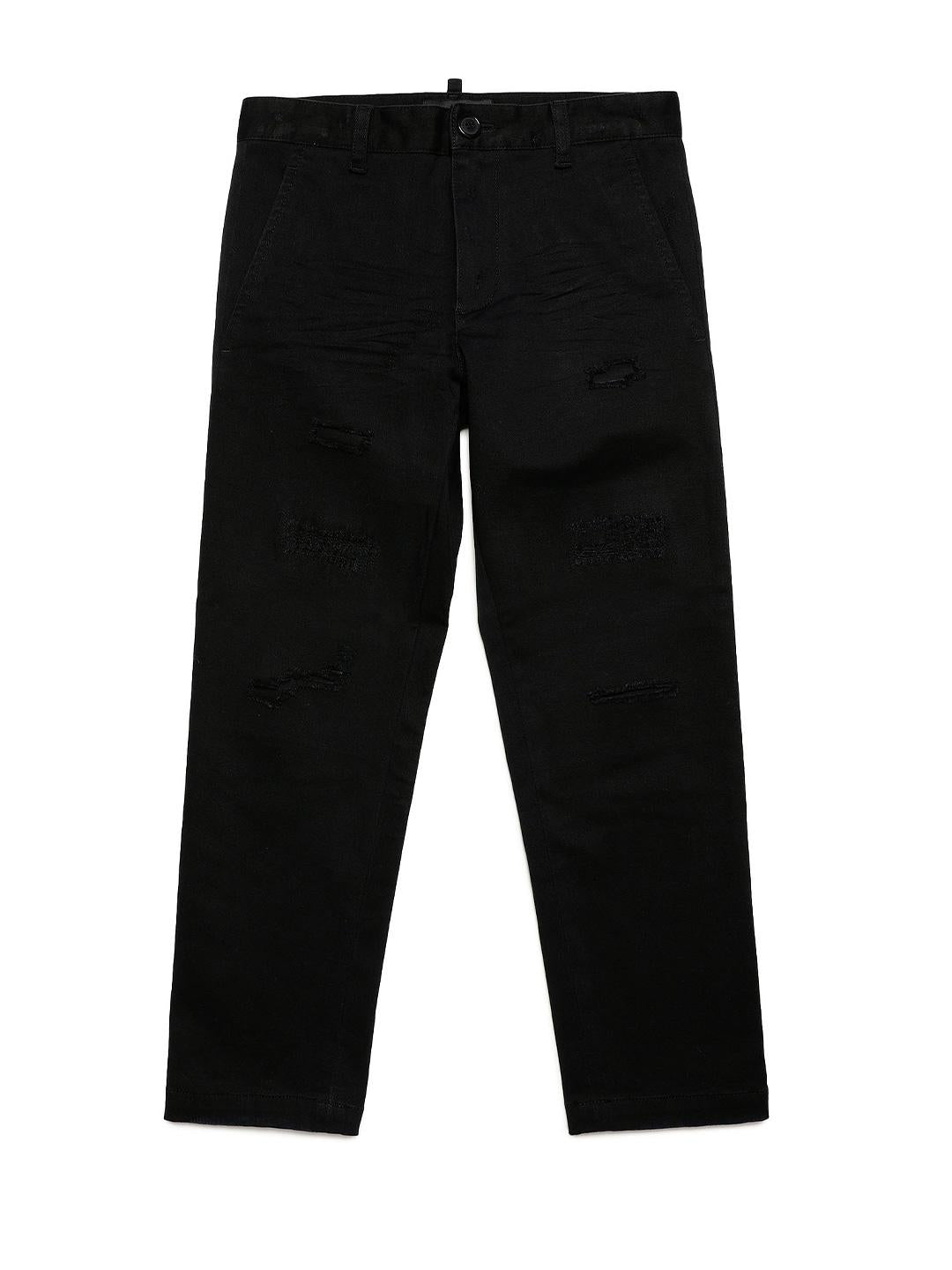 Dsquared 2 pantaloni kids nero stretch effetto vissuto