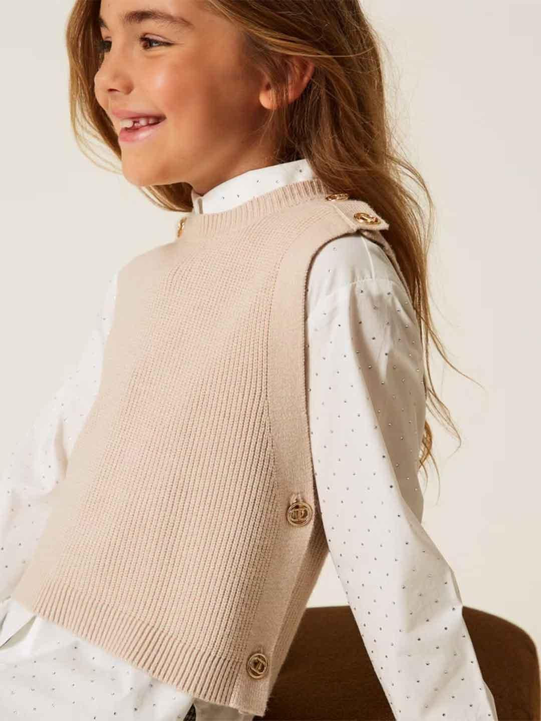 Twinset gilet kids beige in lana