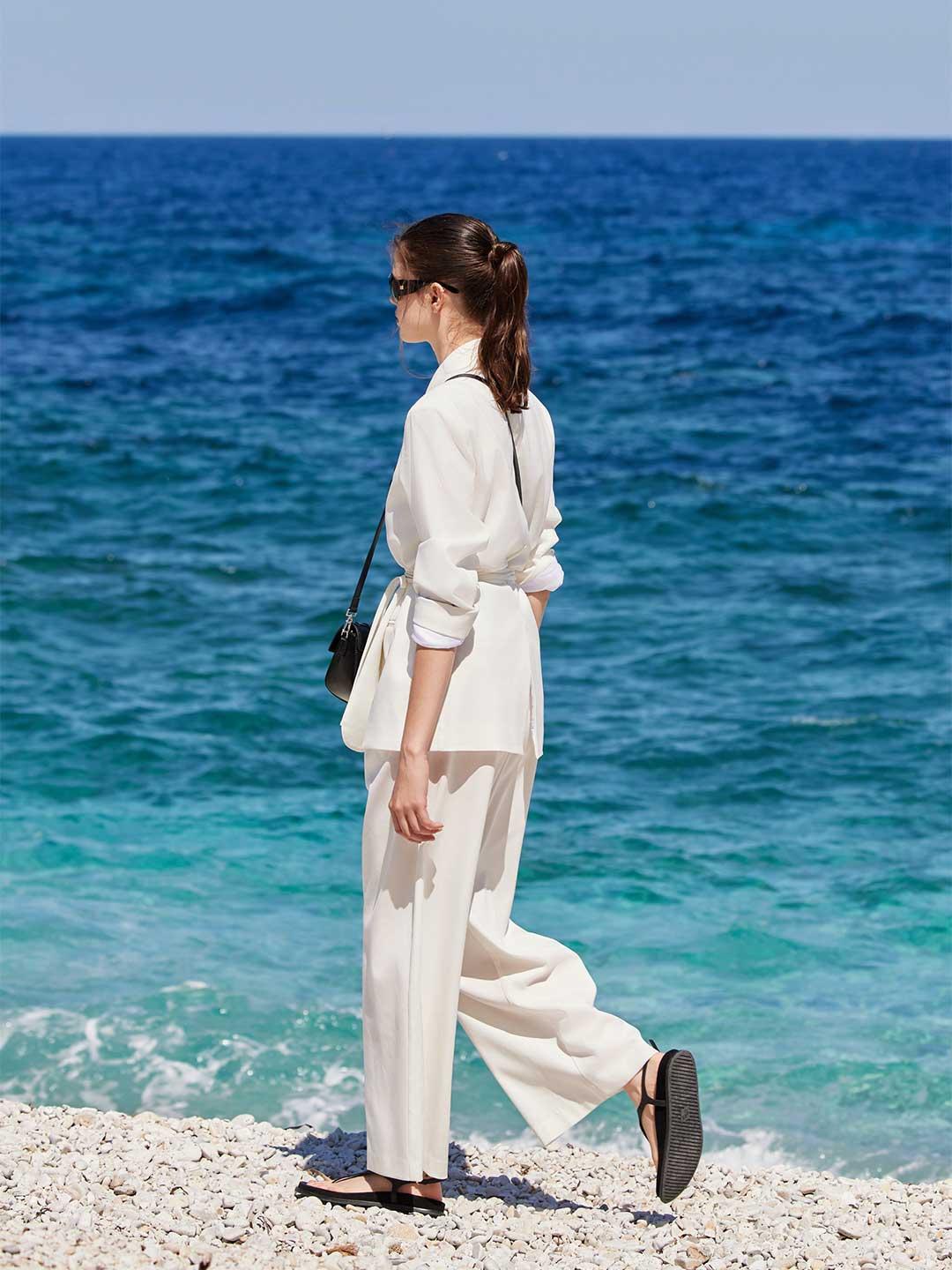 Eleh pantaloni bianco con coulisse