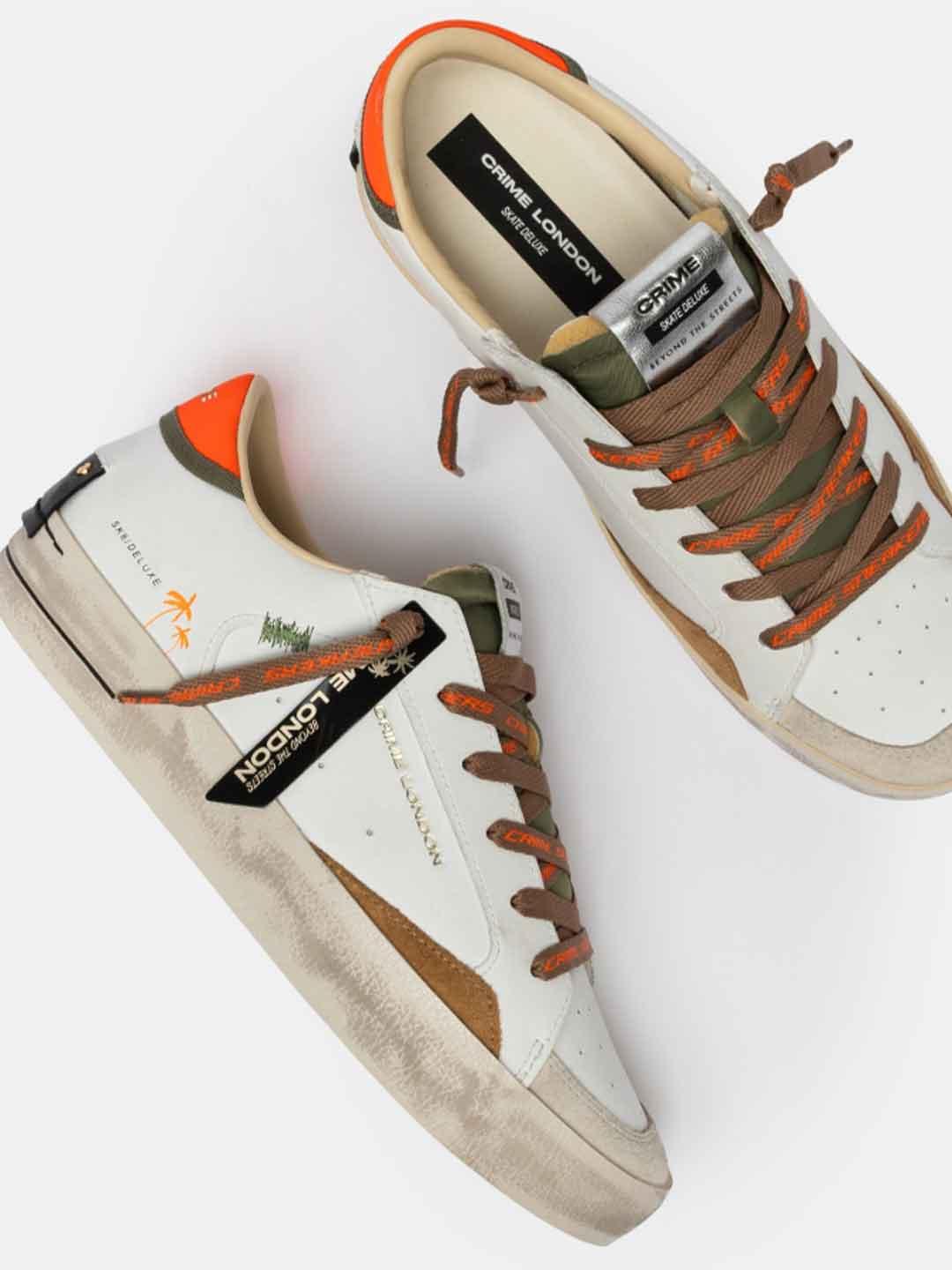 Crime SK8 Deluxe sneakers bianco e arancio