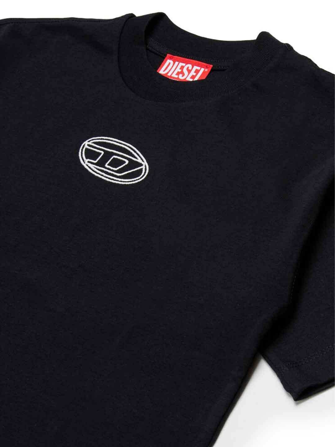 Diesel Tixan t-shirt nero crop con logo centrale